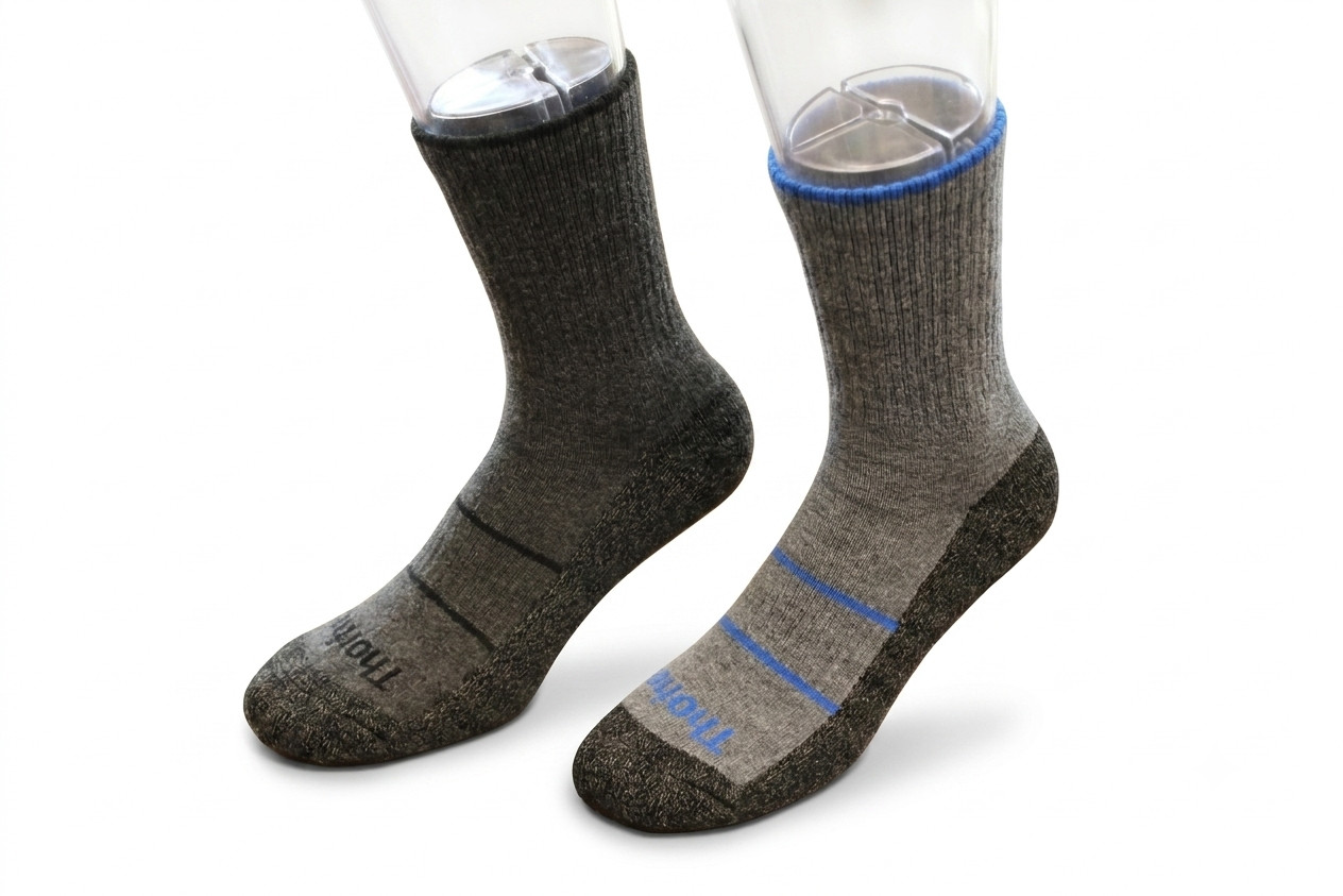 Thorlos Outdoor Work Boot Merino Crew Socks 2 Pair, Grey, Size: 7-11.5