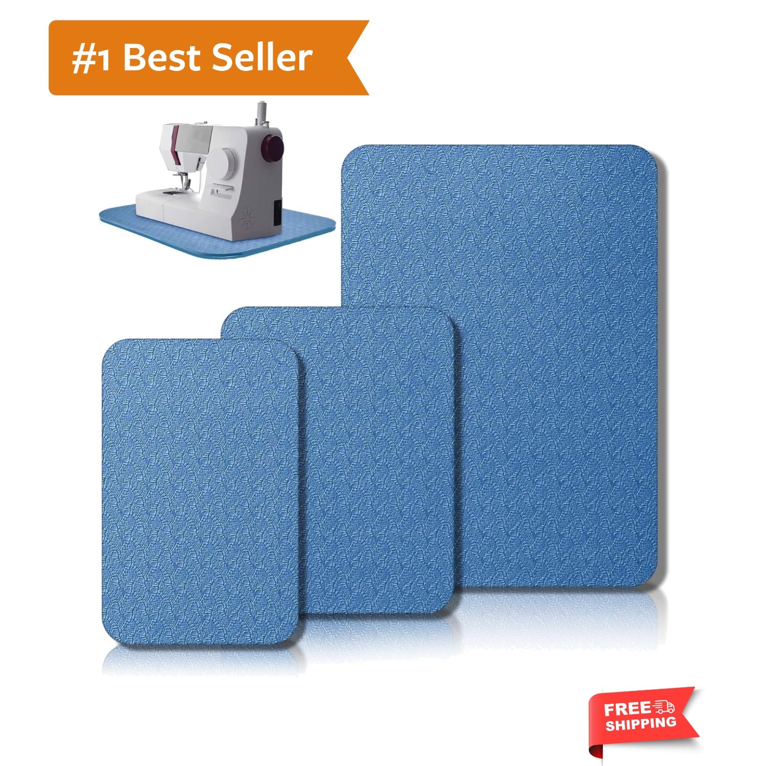 Noise-Reducing 3-Way Sewing Machine Cushion Mats in Chic Blue: Non-Slip Design