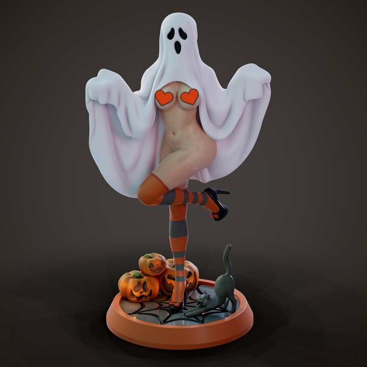 Playful Ghostly Tease NSFW Mini | Sexy Ghost Statue | 3D Printed | By Chagarin