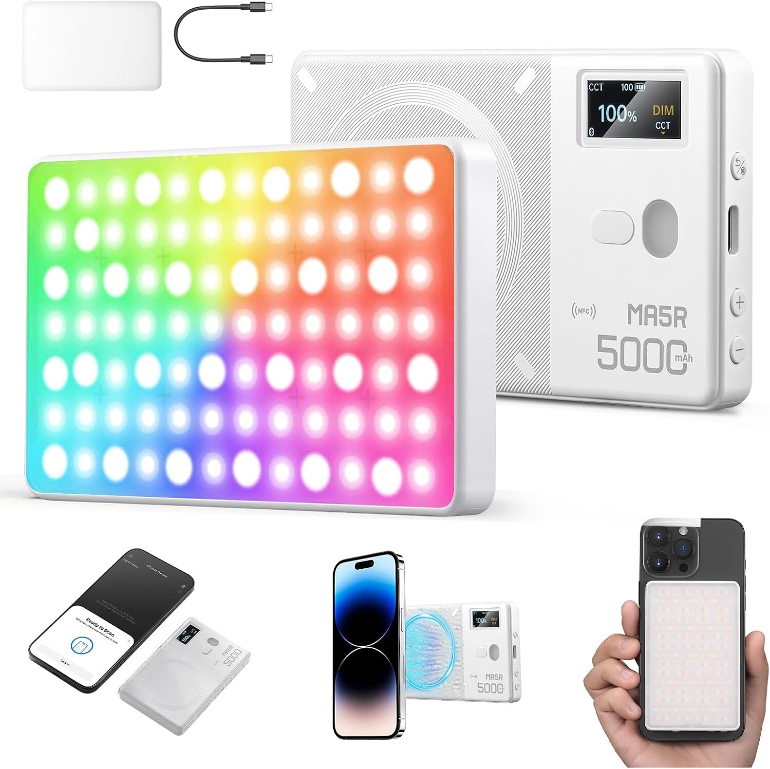 Godox MA5R RGB Full Color LED Video Light 1800K-10000K Phone Magnetic Power Bank