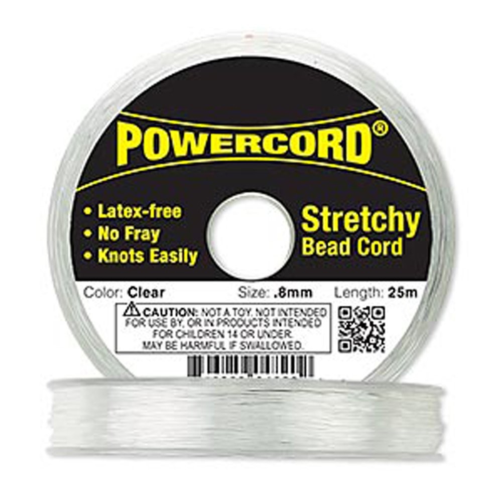 0.8mm x 25-meter Clear Elastic Powercord for Jewelry Making Beading Crafts