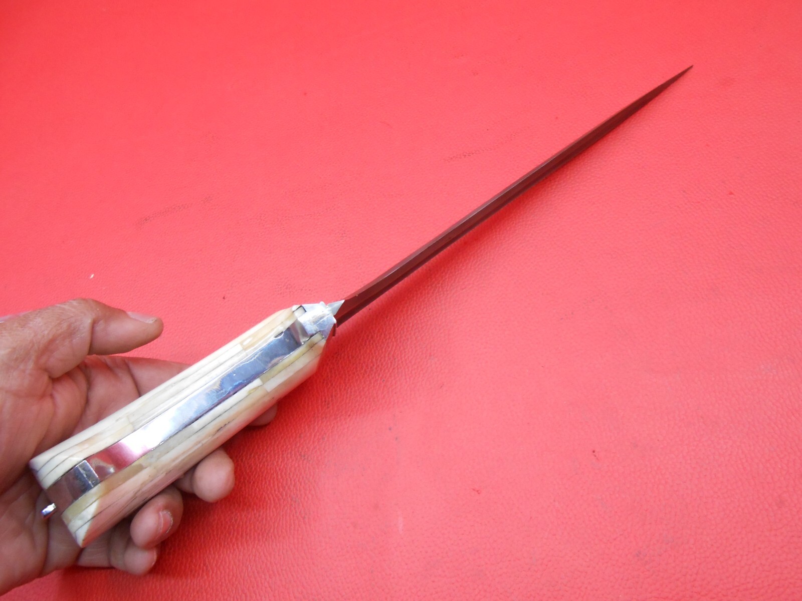 18th Century Indian Mughal Islamic Pesh Kabz Dagger Wootz Blade Bone grip F283