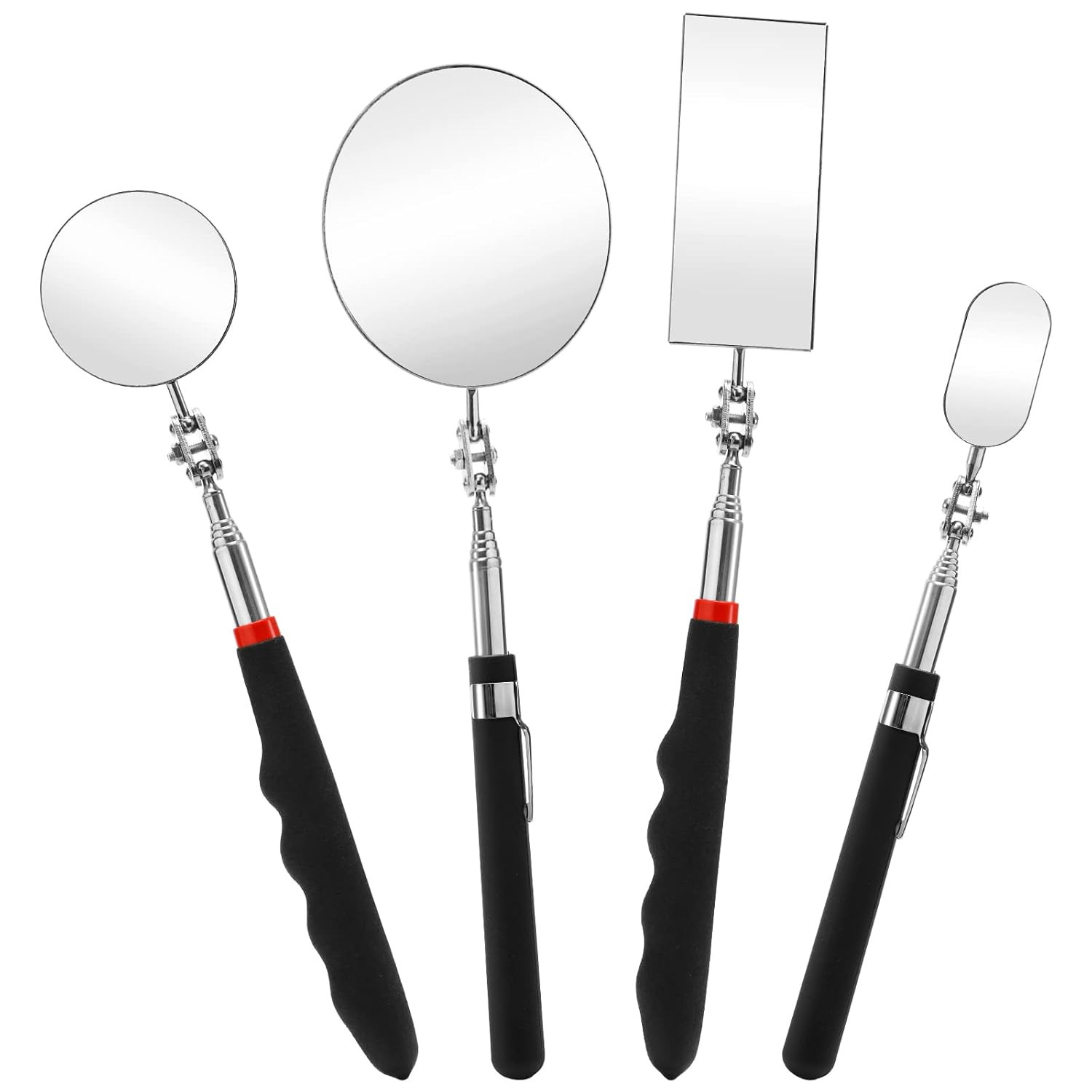 4 Pack Telescoping Inspection Mirrors Flexible Adjustable