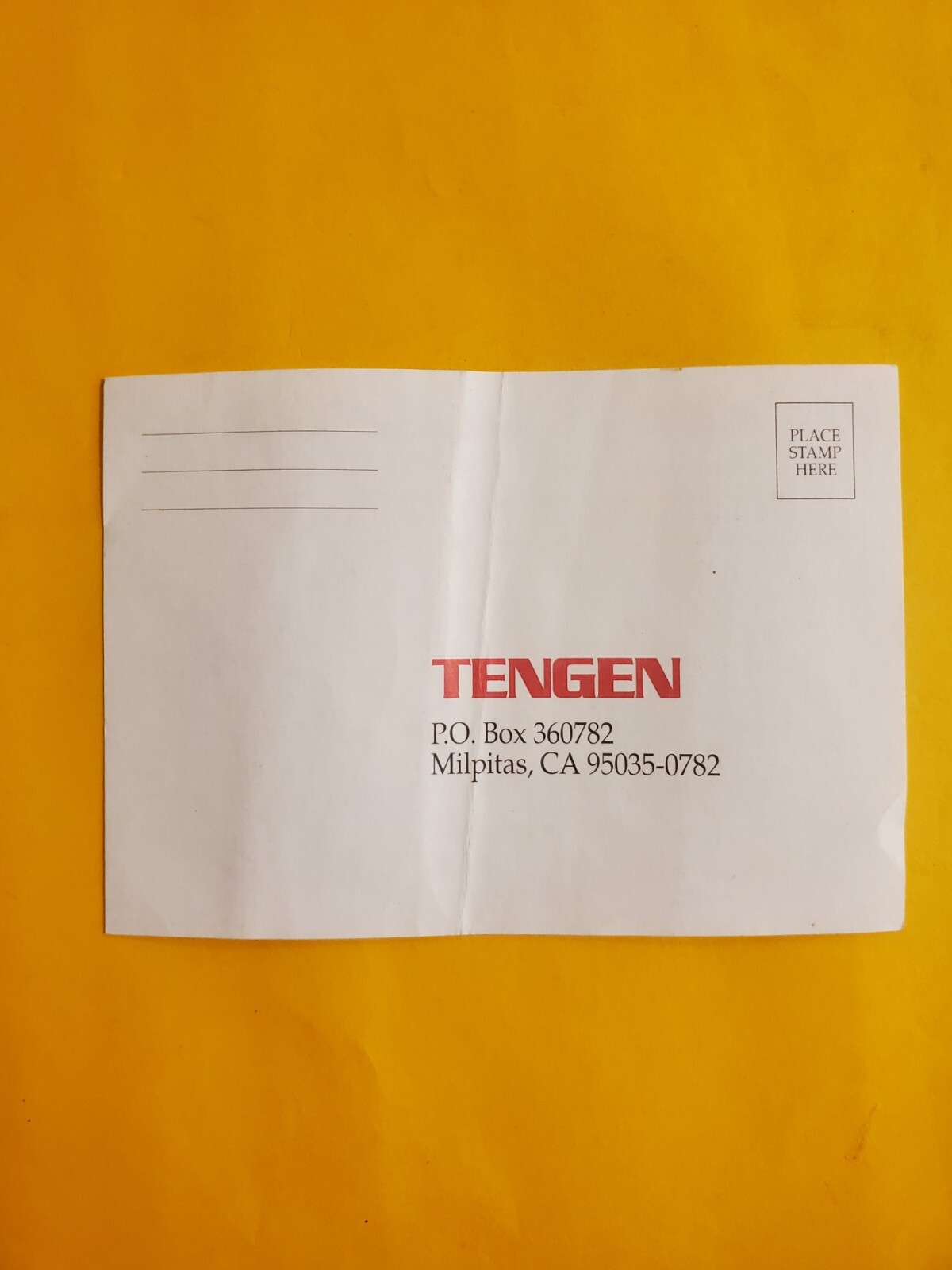 Tengen Game Player Response Card Registration - Pac Man