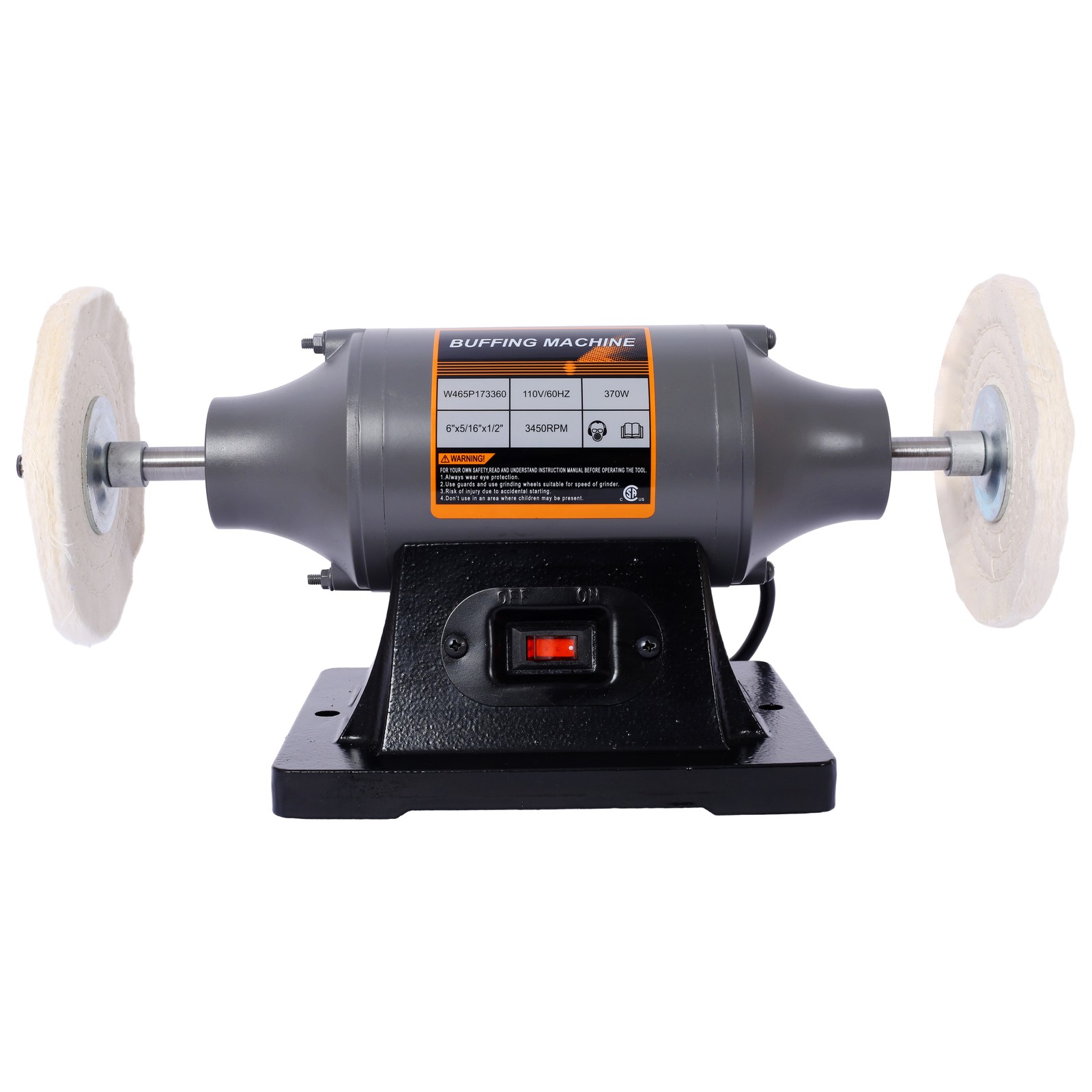 Extra long 6" Electric Polisher Benchtop Buffer Grinder Benchtop Buffing Machine