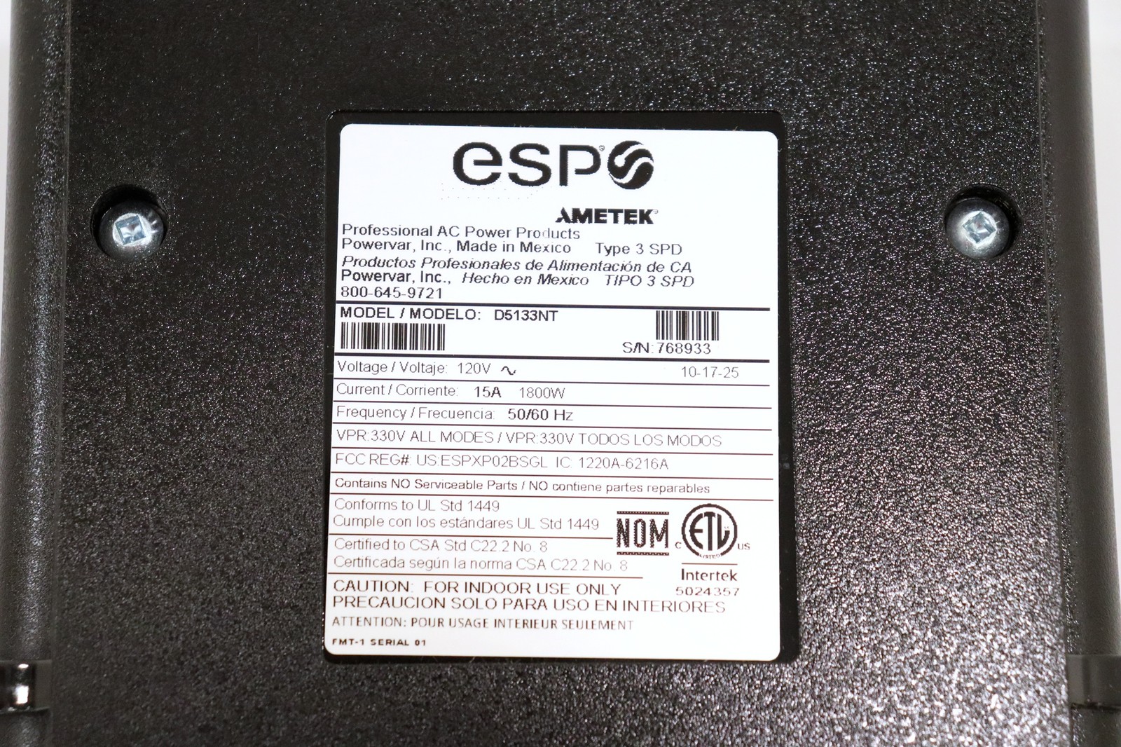 ESP Digital QC Network D5133NT Surge Protector