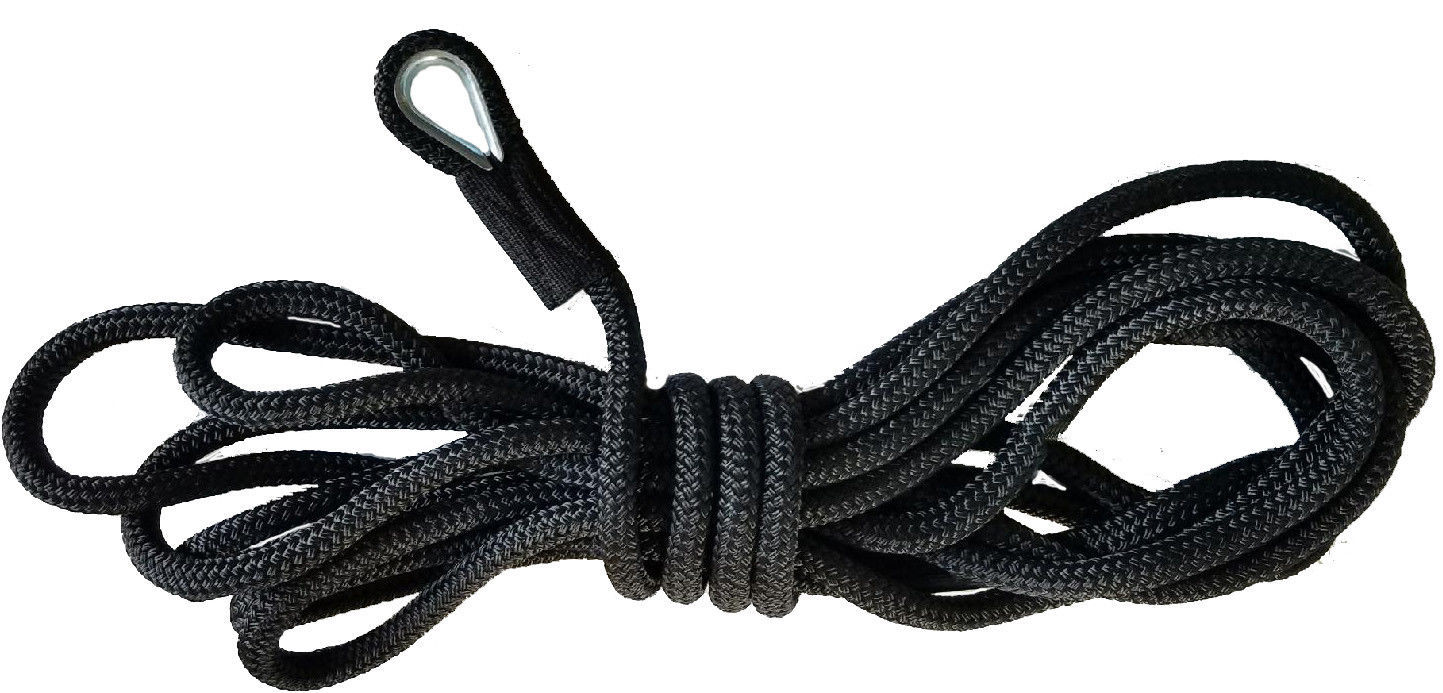 Double Braid Anchor Line - 5/8" X 150' - BLACK / USA Made/ Non-Fading