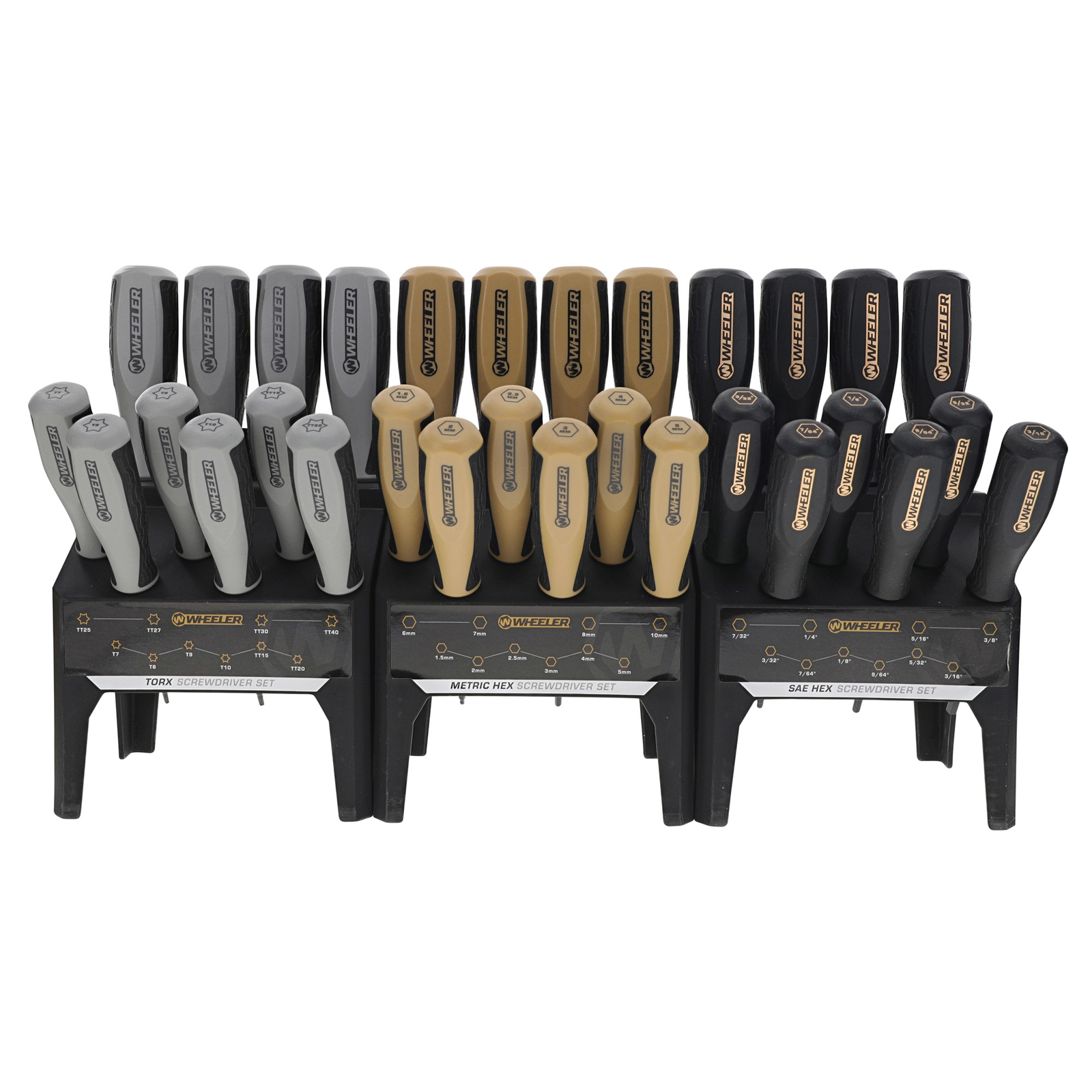 Wheeler Hex/Torx Bench Driver Set 30 Pc SAE/Metric/Torx Screwdriver Kit Stand