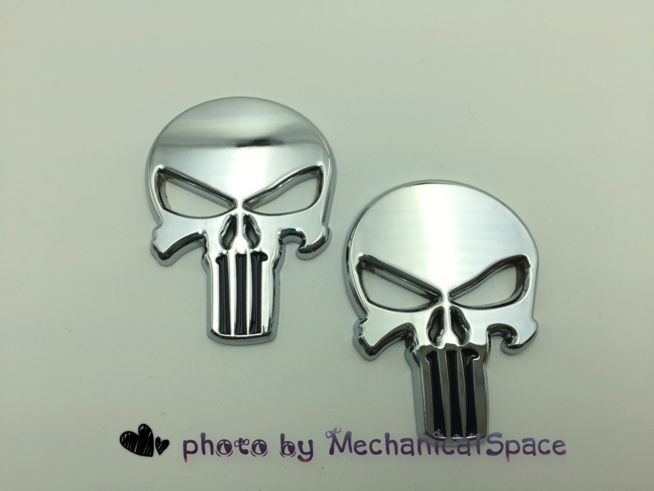 2X 3D Metal Silver Skull Skeleton Badge Emblem Decal Sticker Car Truck