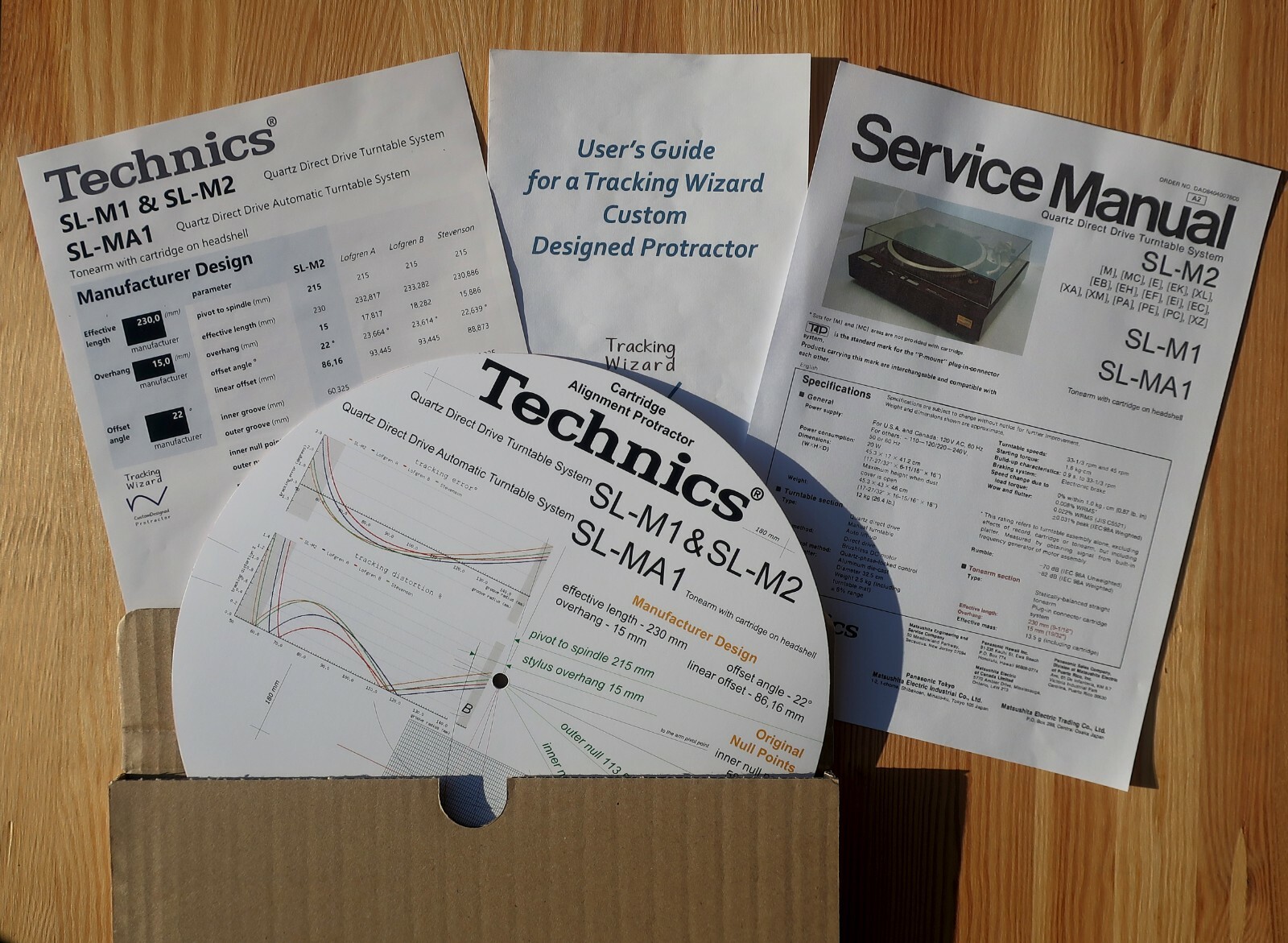 Technics SL-M1/M2 & SL-MA-1 Custom Designed Tonearm Alignment Protractor