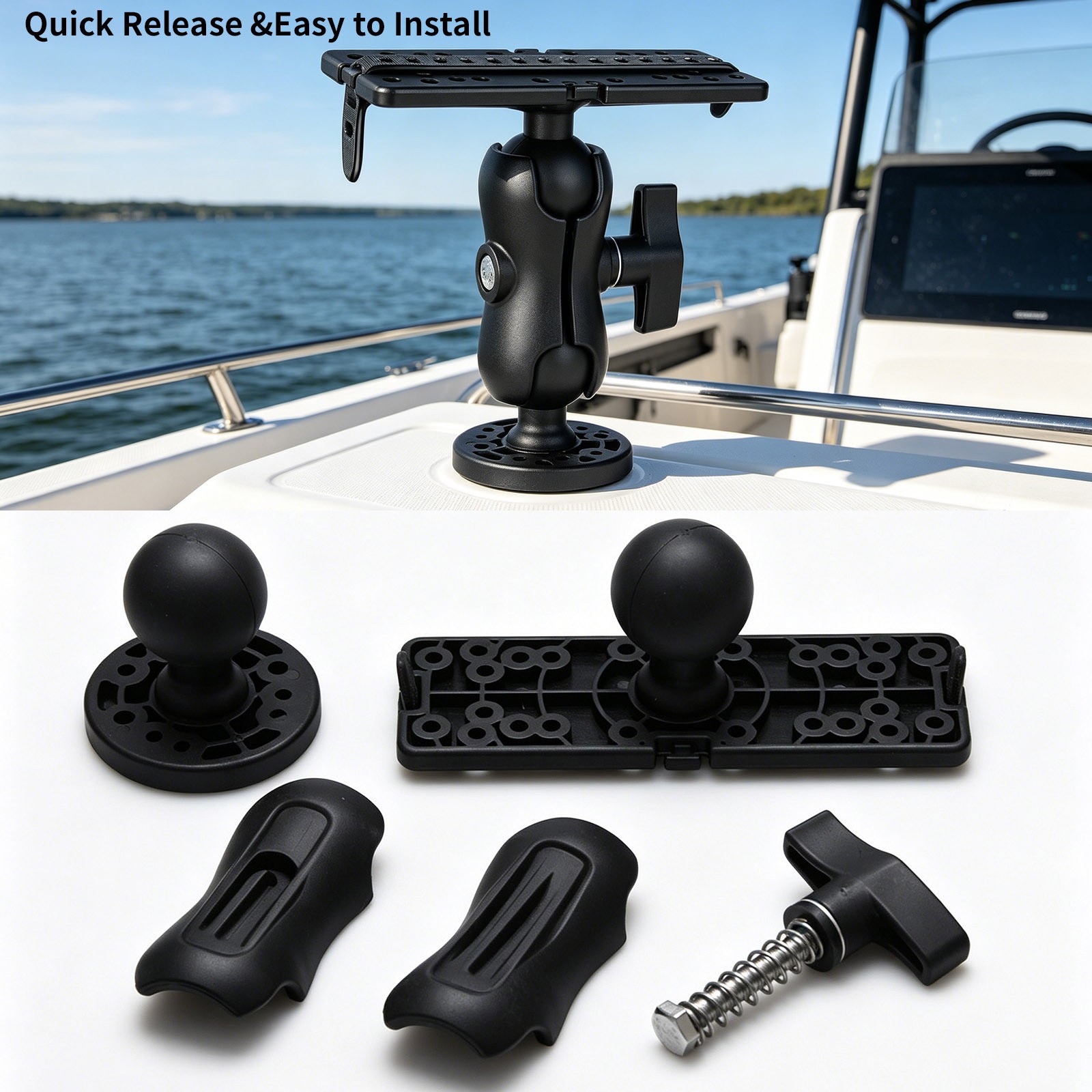 Adjustable Fish Finder Mount for Trolling 360 Quick Release Fits for Garmin