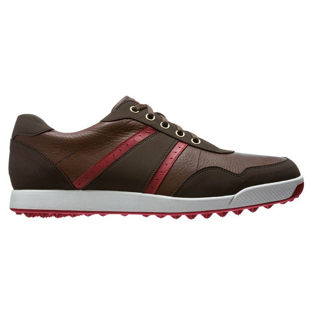 Footjoy Men's FJ Contour Casual Golf Shoe Brown/Crimson Size 7 Style 54371