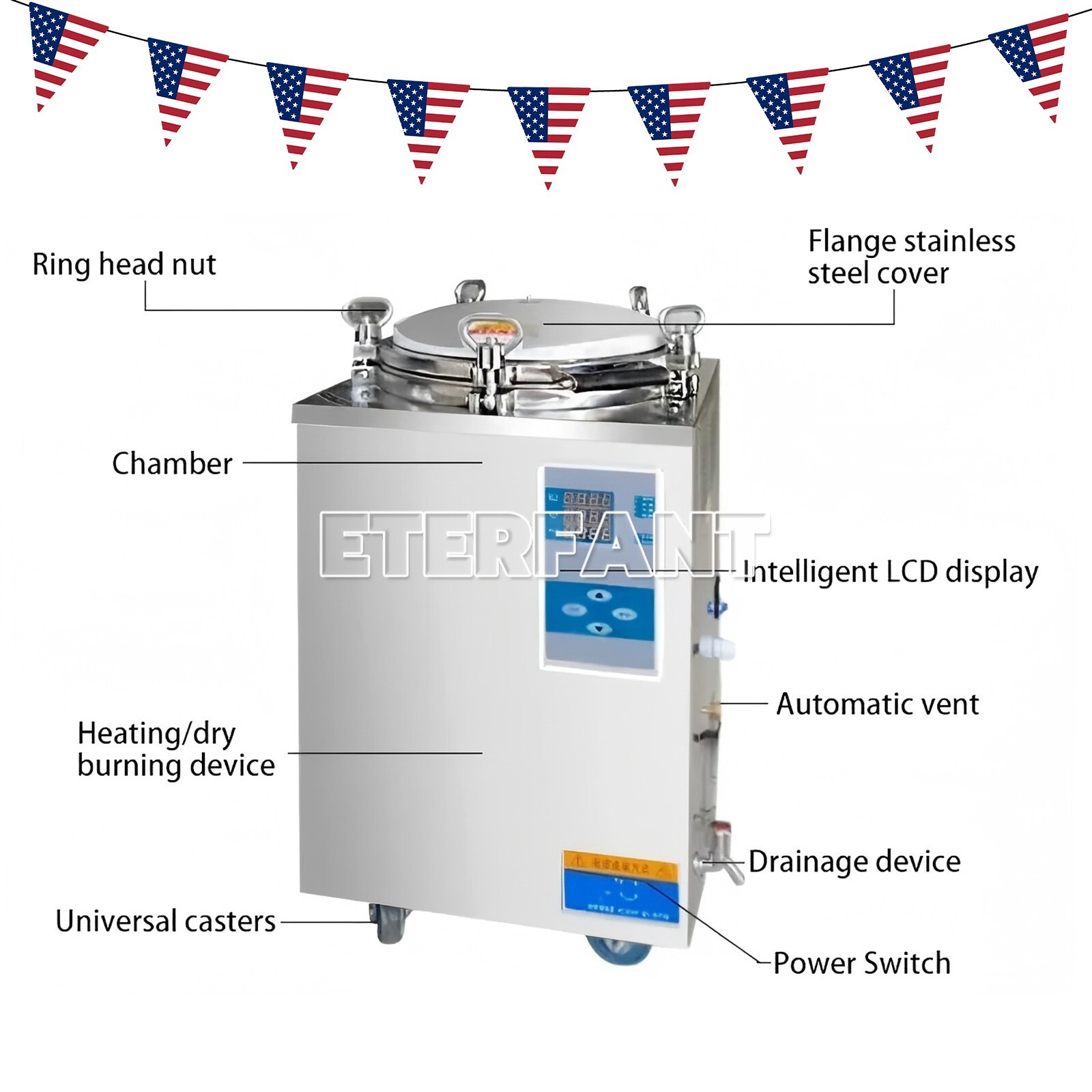 35 Liter High Pressure Sterilizer Vertical Autoclave LED Display 105-134°C