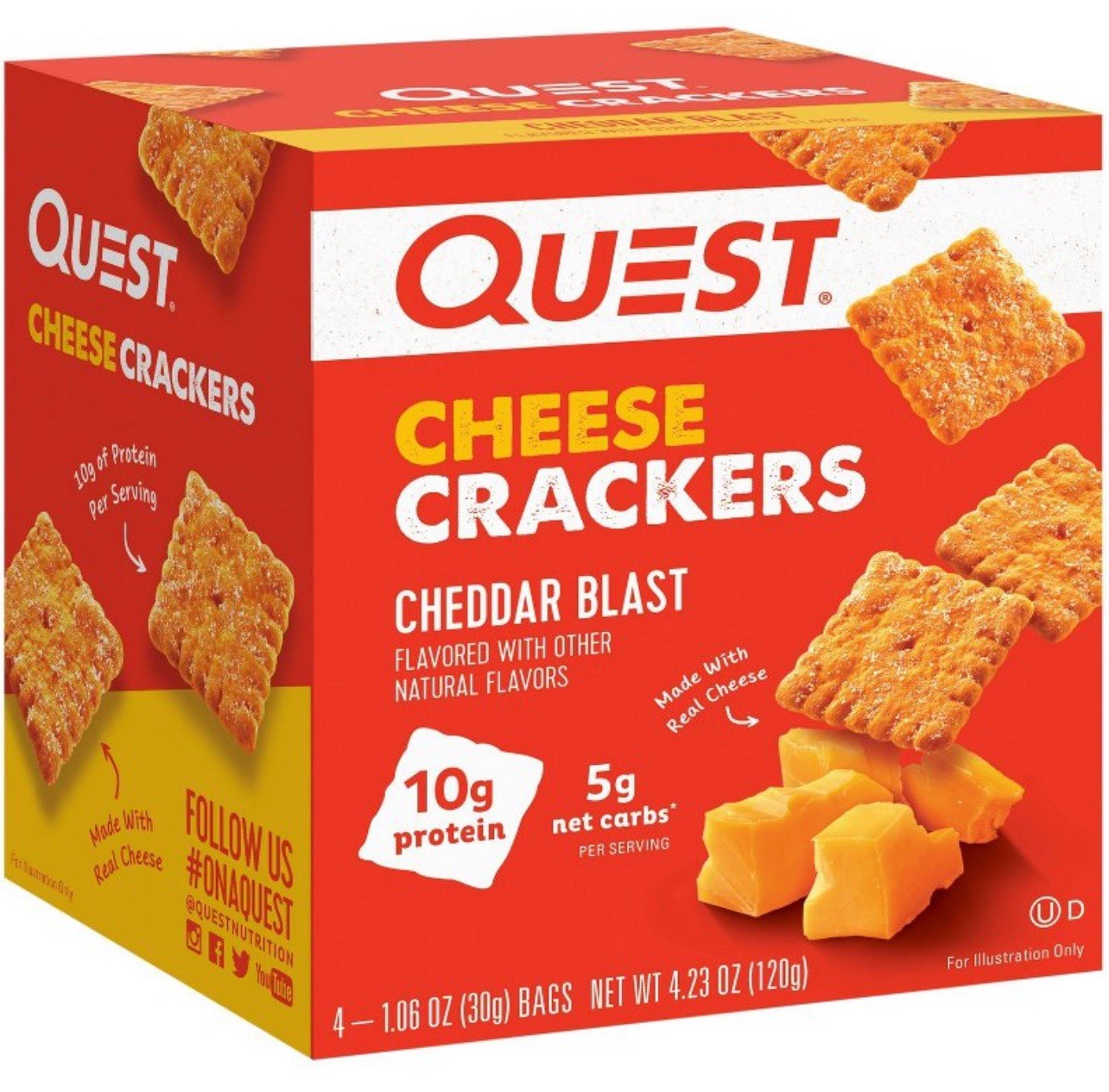 🟣 New QUEST Cheese Blast Cheddar Real Cheese Protein Crackers 4.23oz (1 Box)