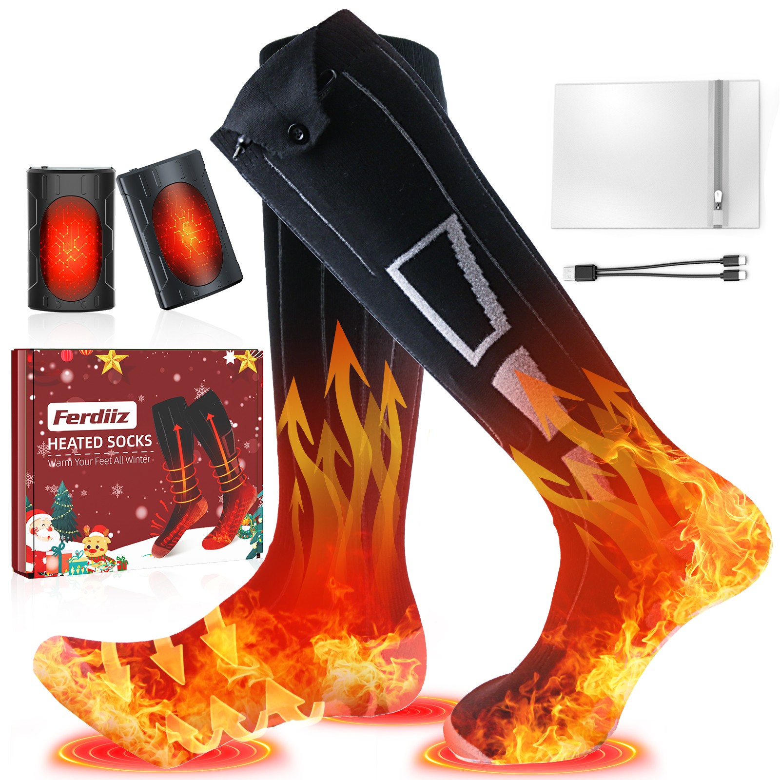 Heated Socks for Men/Women: Rechargeable 7500mAh, 2025 Upgraded 360° Heating