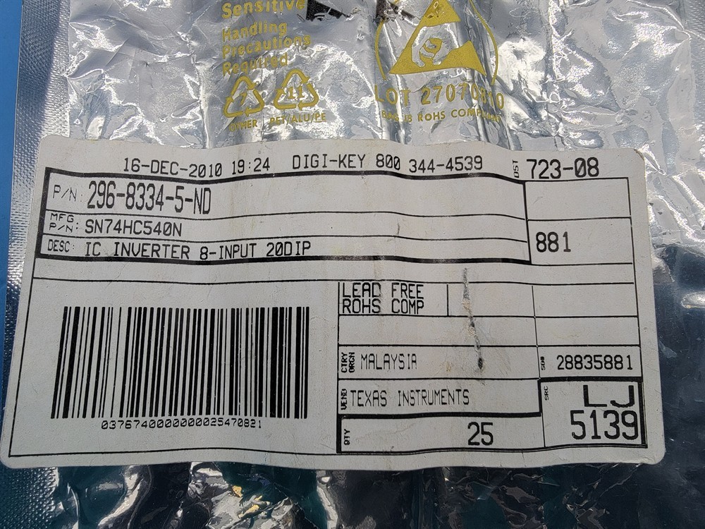 New (25pcs) SN74HC540N TEXAS INSTRUMENTS IC Logic