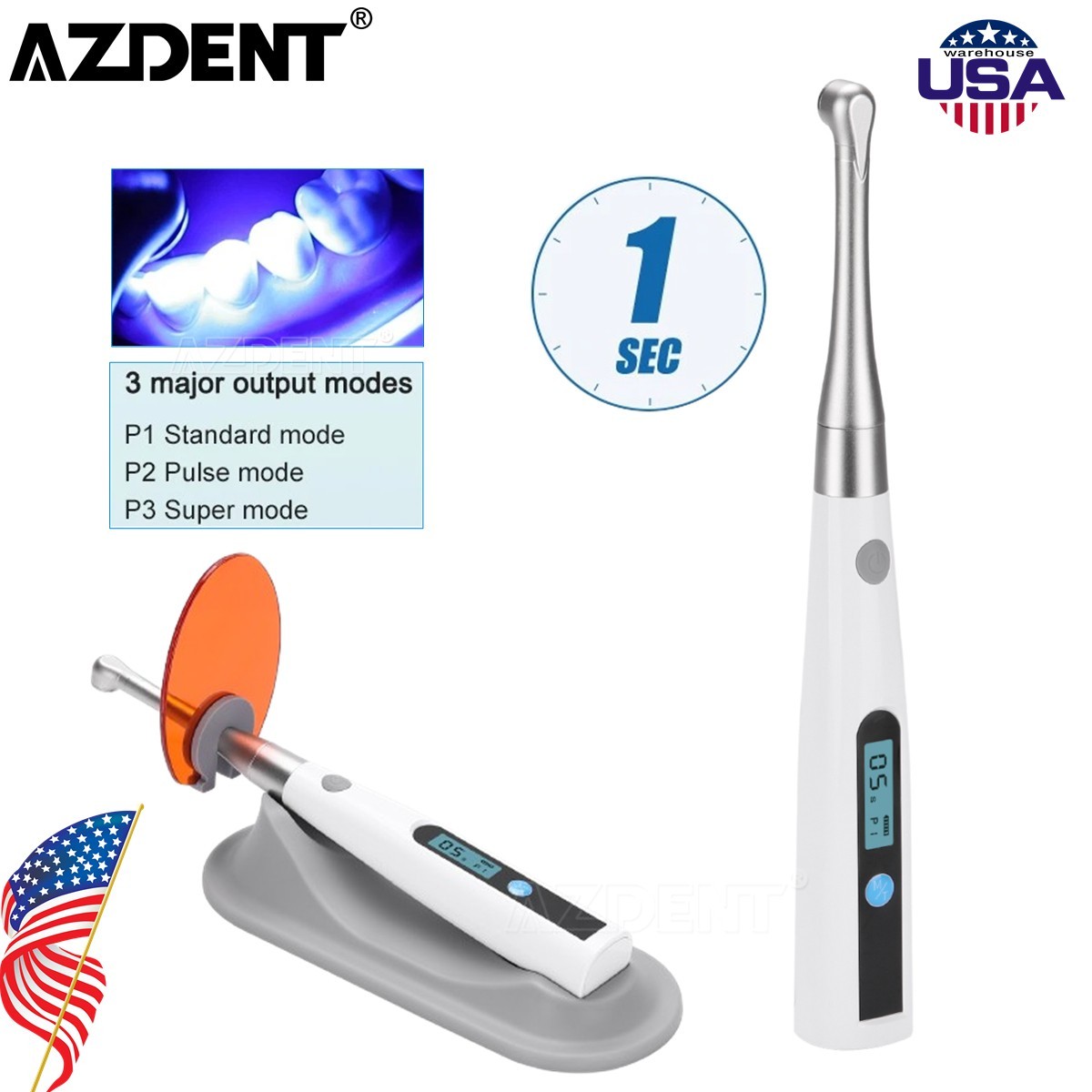 Lámpara de fotocurado dental inalámbrica de 5W 3 modos  cabezal metálico LED 1S