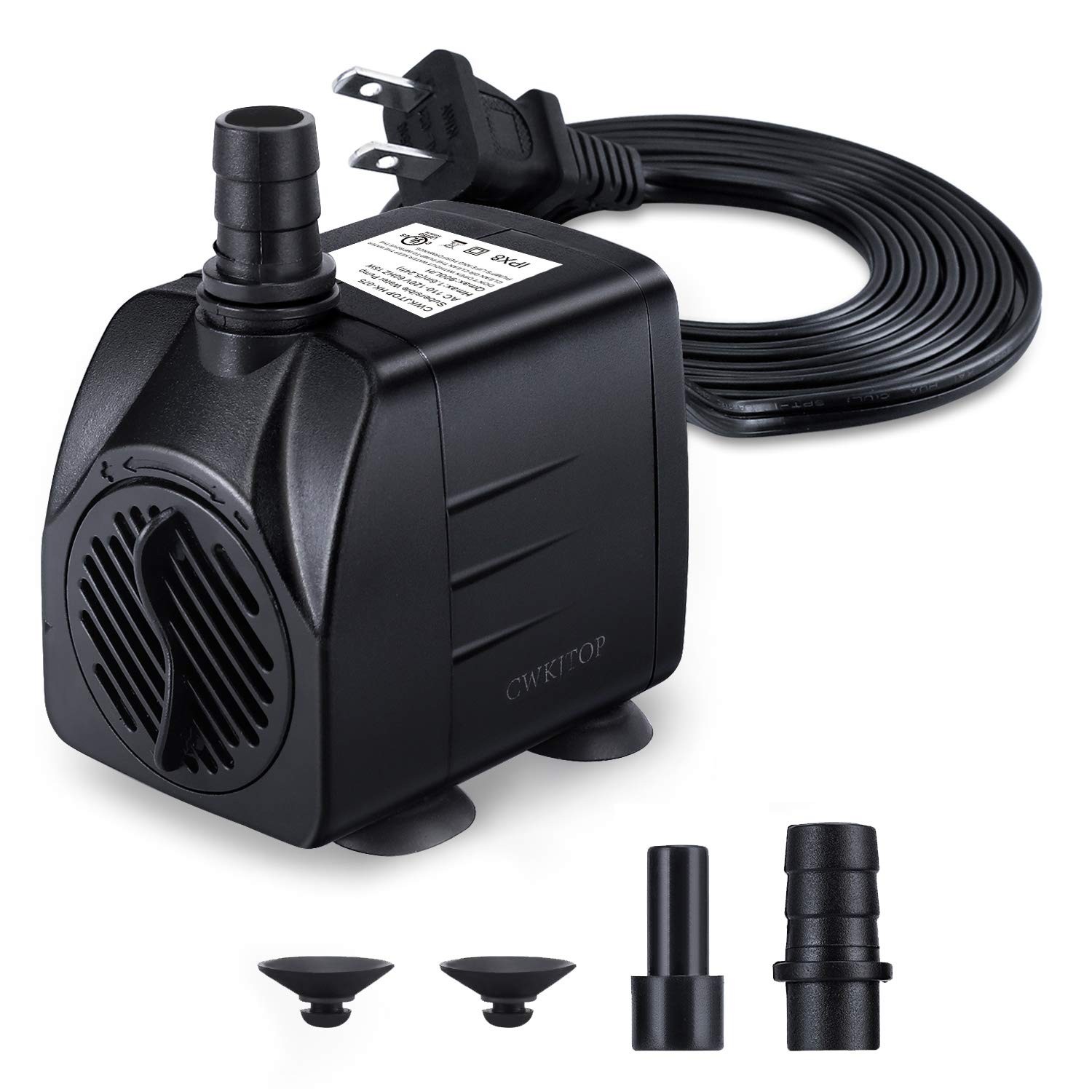 CWKJ Fountain Pump, 220GPH(15W 900L/H) Submersible Water Pump, Durable Outdoo...