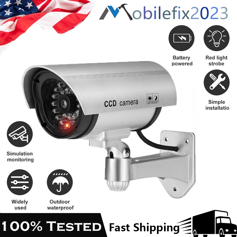 Dummy Fake Camera Surveillance CCTV Security Flashing Imitation LED Light IP54