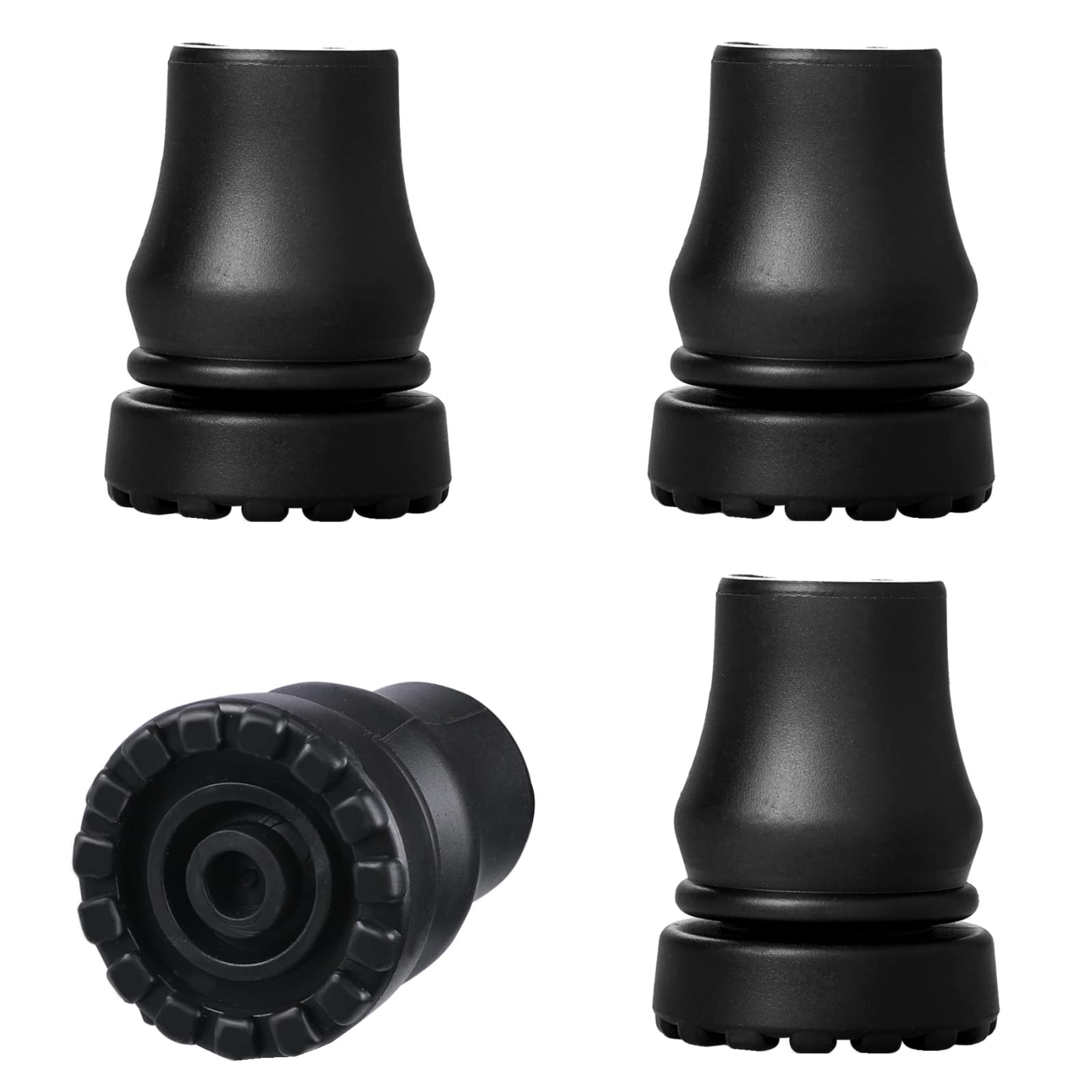 4 Pcs Black Cane Tips 3/4 Inch Heavy Duty Rubber Walking Stick Caps