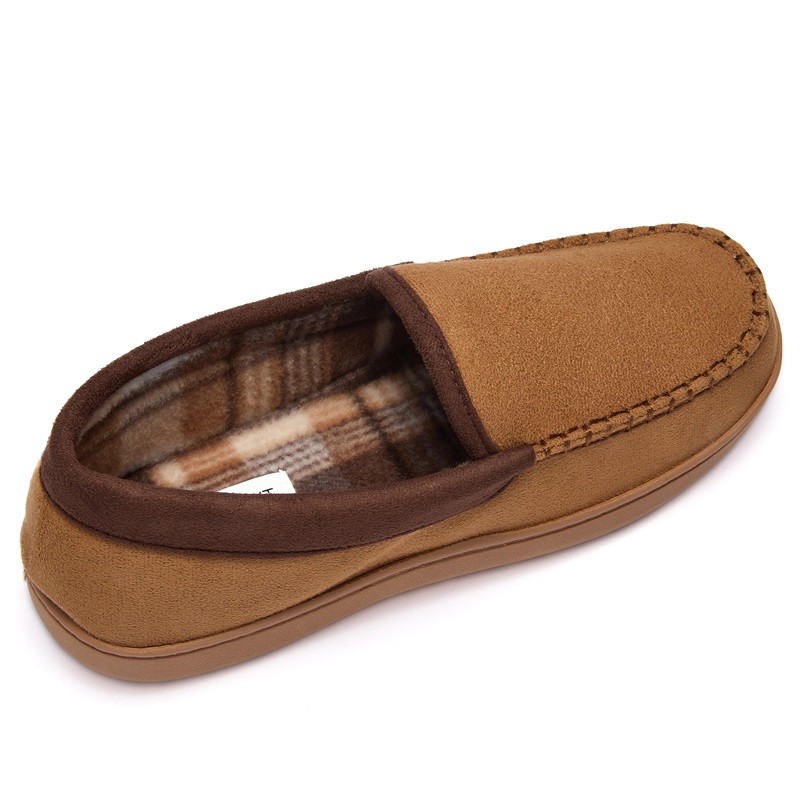 NWOT Fruit Of The Loom 8-9 Mens Microsuede Venetian Slippers Beige 131699