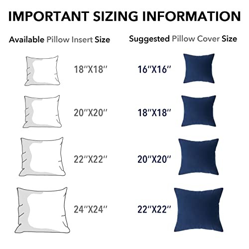 18 x 18 Outdoor Waterproof Pillow Inserts - TPU Coated, 18x18 Inch (Pack of 2)
