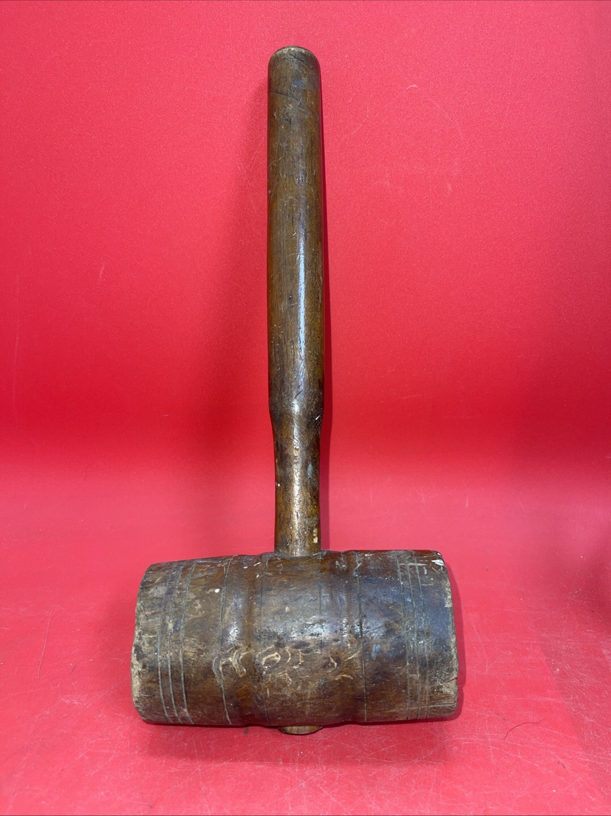 Vintage Primitive  Round Handmade Wooden Mallet Maul Home Decor Rustic Farmhouse