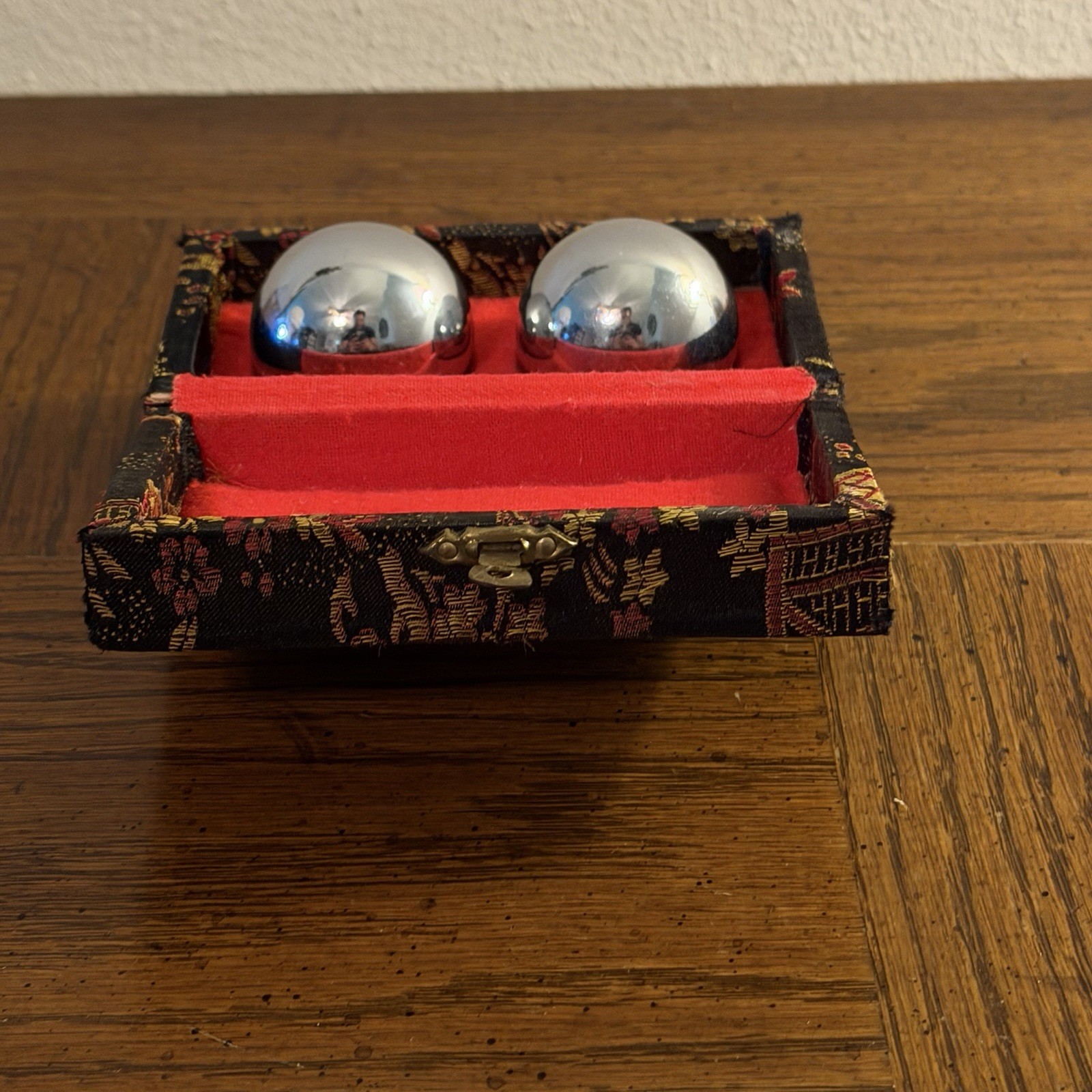 Vintage Chinese Baoding Balls – Chime/Stress Balls with Fabric Box