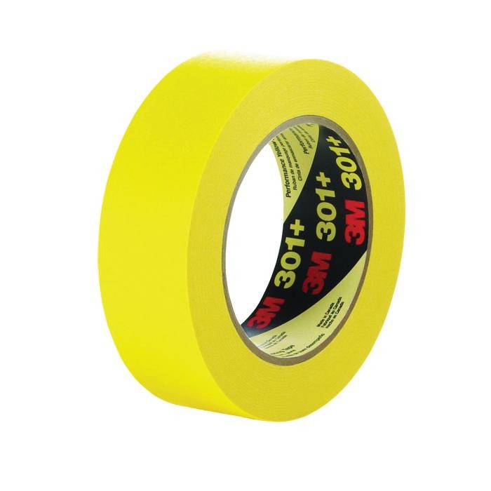3M 7000124890 Adhesive Tape 55m L x 36mm W Yellow Crepe Paper 6.3mil Heat 225 F