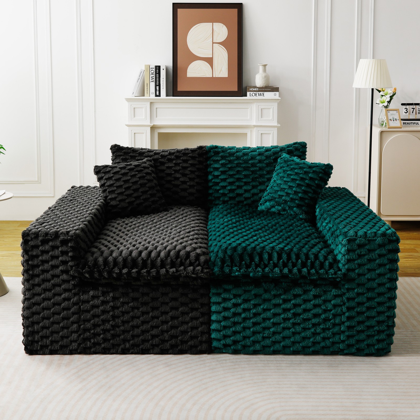 Luxury Color-Block Turtle Velvet Multifunctional Sofa - Arrangeable in Single