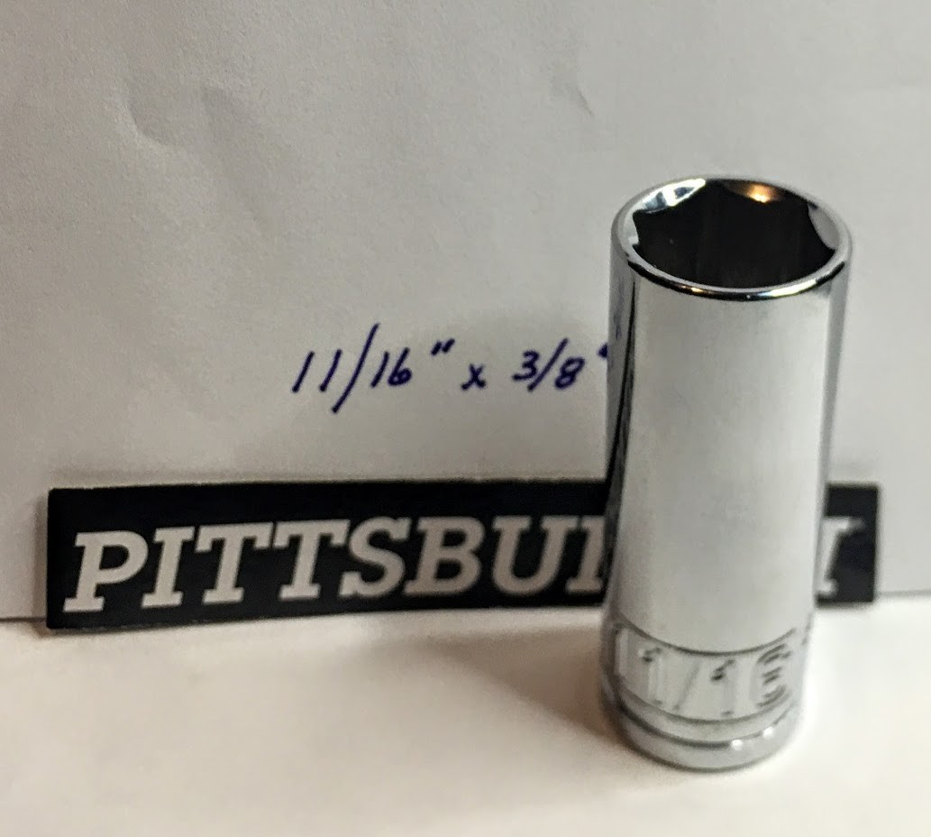 Pittsburgh  11/16"x 3/8" Dr Deep Socket 6 Point  Free USA Shipping