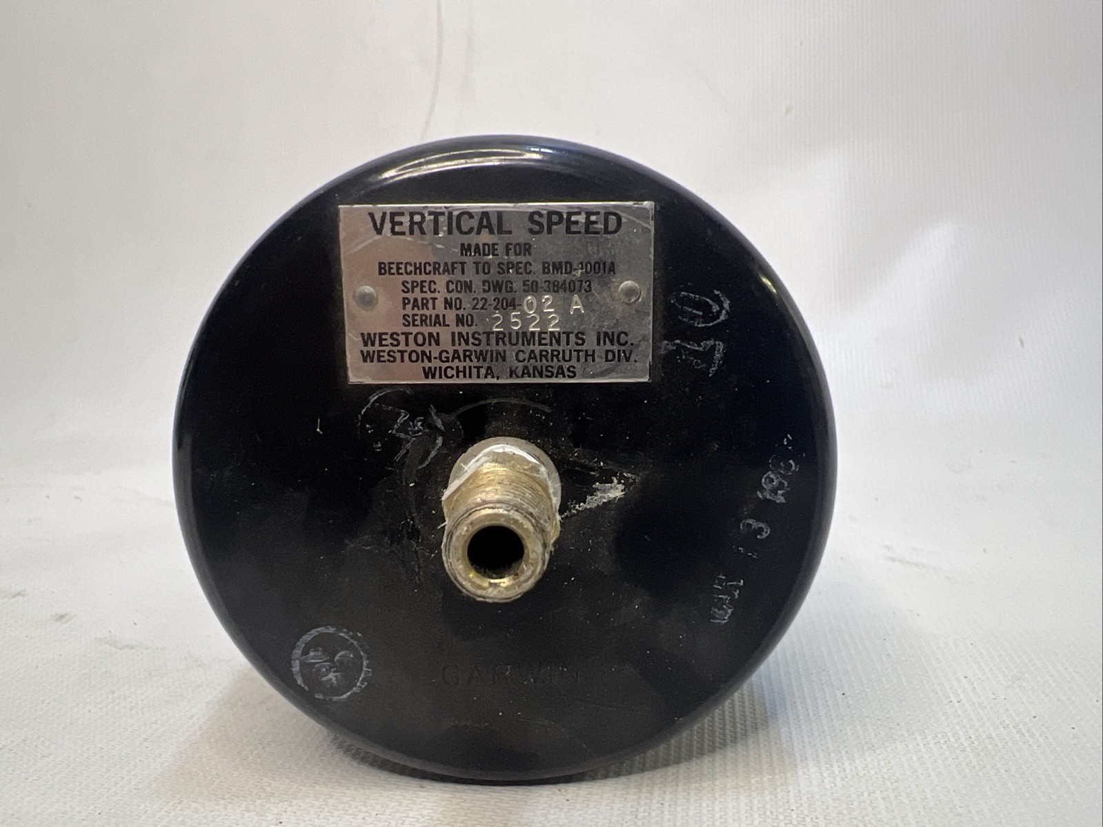 Beechcraft Vertical Speed Indicator Weston / Garmin No. 22-204-02-A