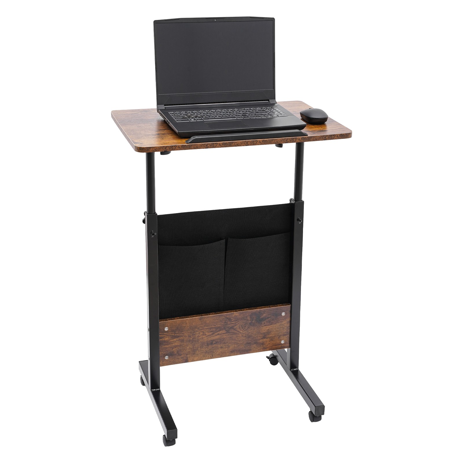 Rolling Adjustable Laptop Desk 32-47in Mobile Standing Table w/ Storage