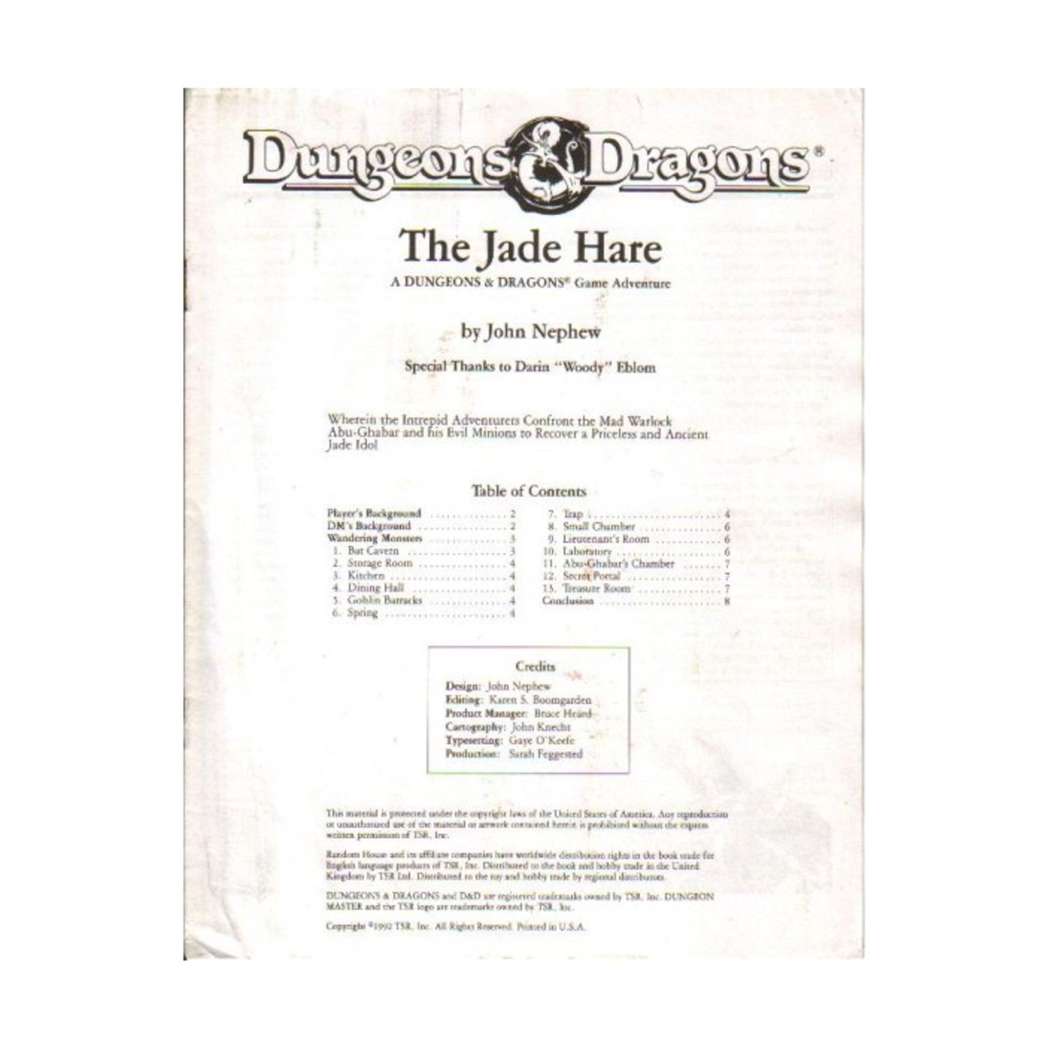 TSR Basic D&D Jade Hare (Coverless Ed) VG+
