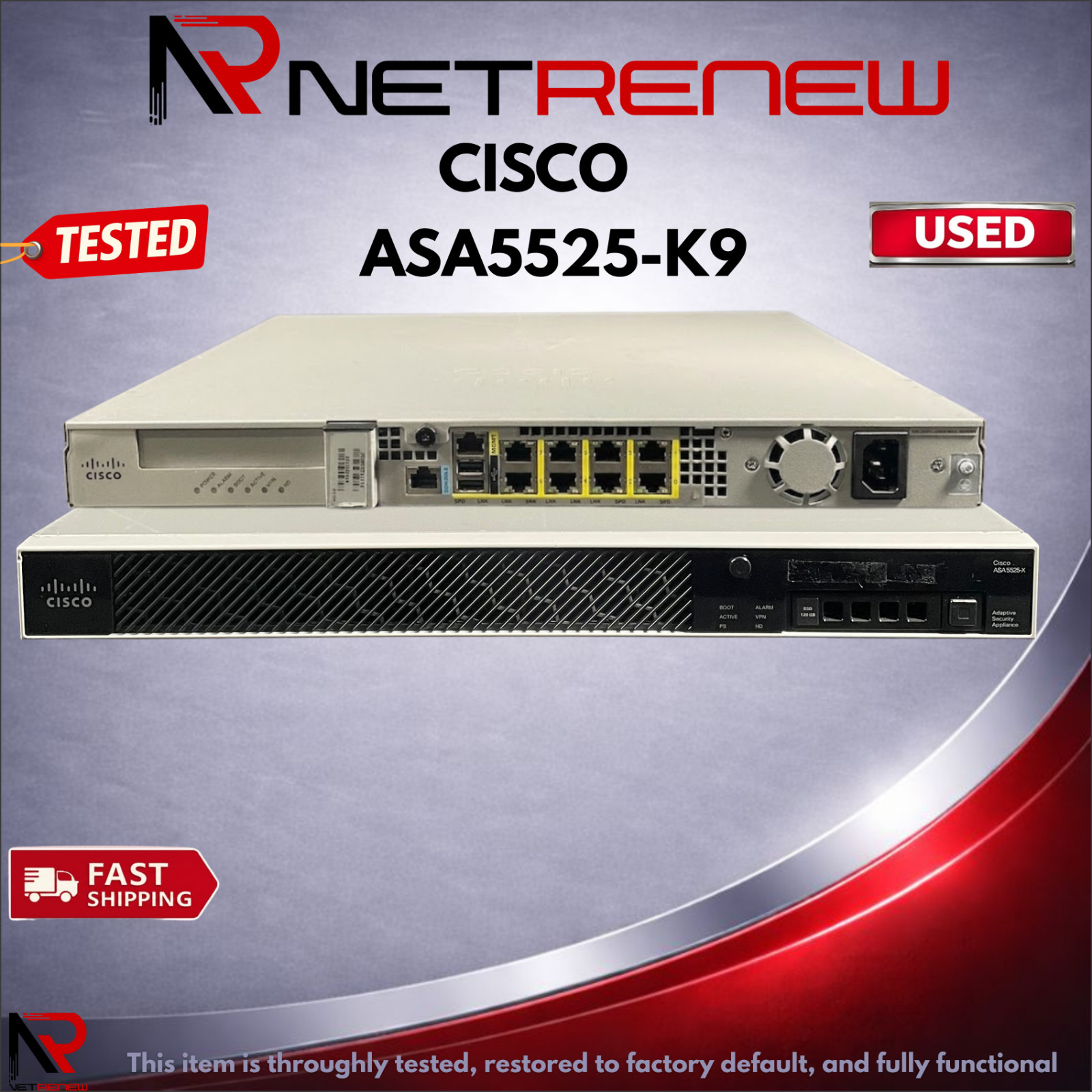 Cisco ASA5525-K9 ASA 5525-X Firewall Security Appliance 8-Port Gigabit Ethernet