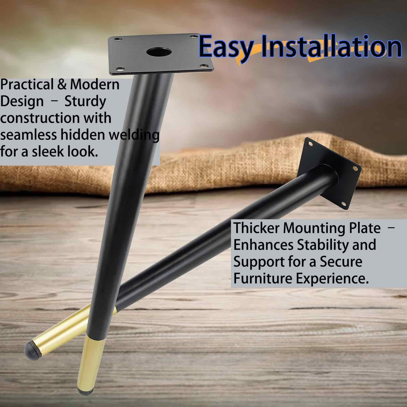 16 Inch Furniture Legs Black and Gold Heavy Duty Metal Replacement Legs for C...