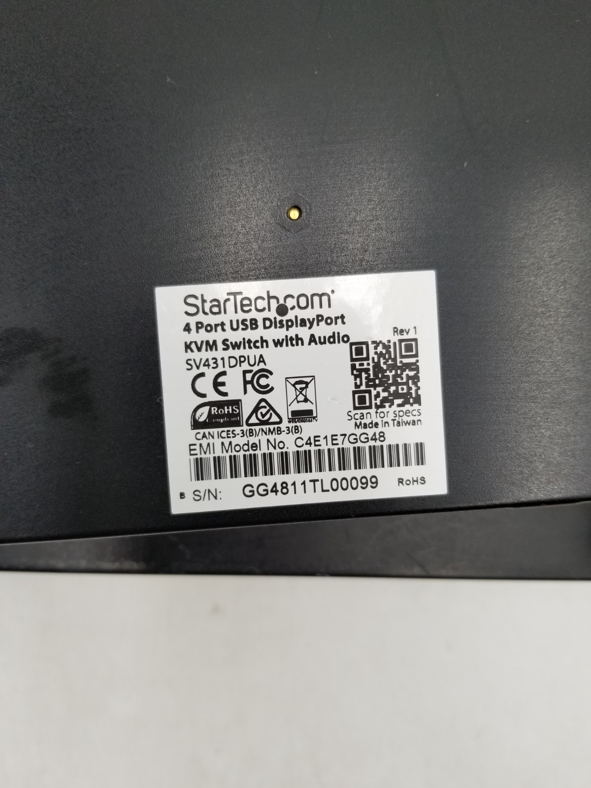 StarTech ( SV431DPUA ) 4-Ports USB KVM Switch Model #C4E1E7GG48