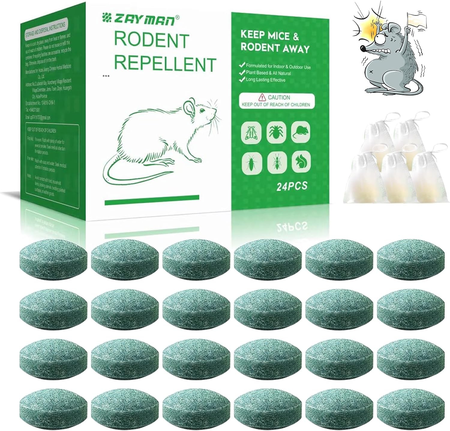 Mouse Rodent Repellent, 24 Pack Peppermint Oil to Repel Mice and Rats– Works for