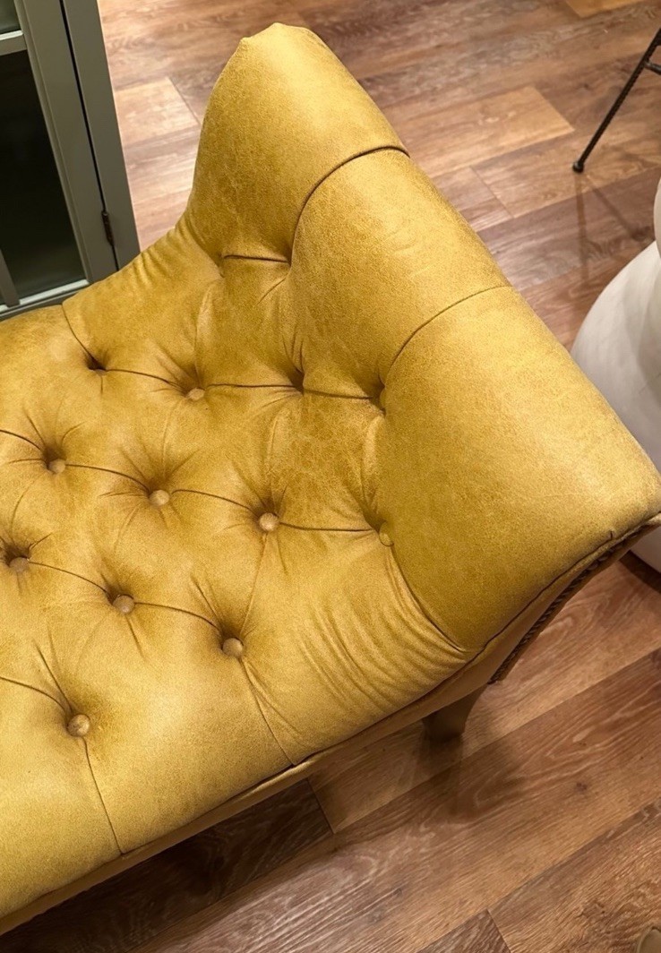 Uttermost Henning Mustard Yellow Tufted Bench