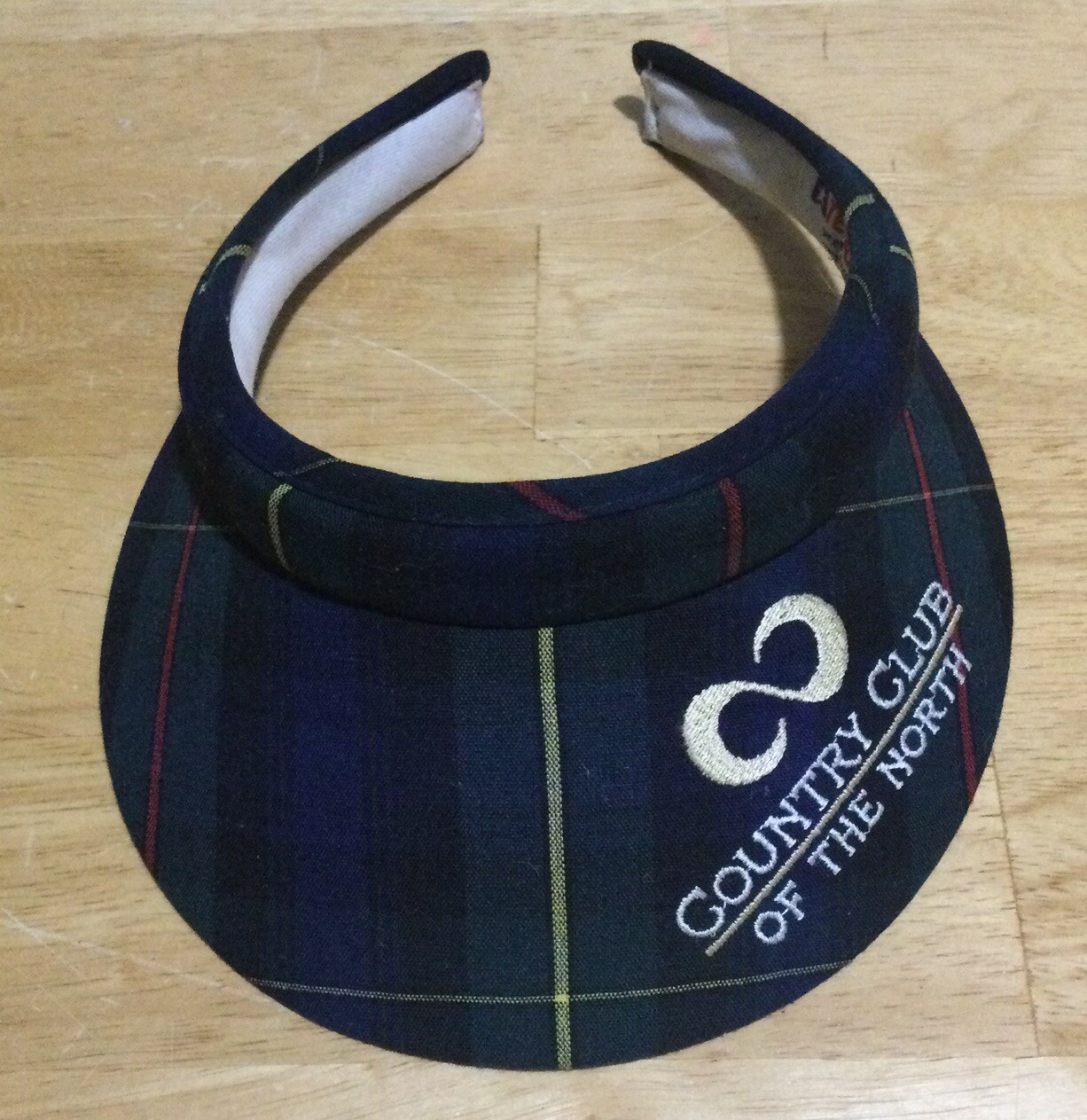 Vintage Plaid women's Golf Visor By Texace Made In USA hat cap C.C. Of The North