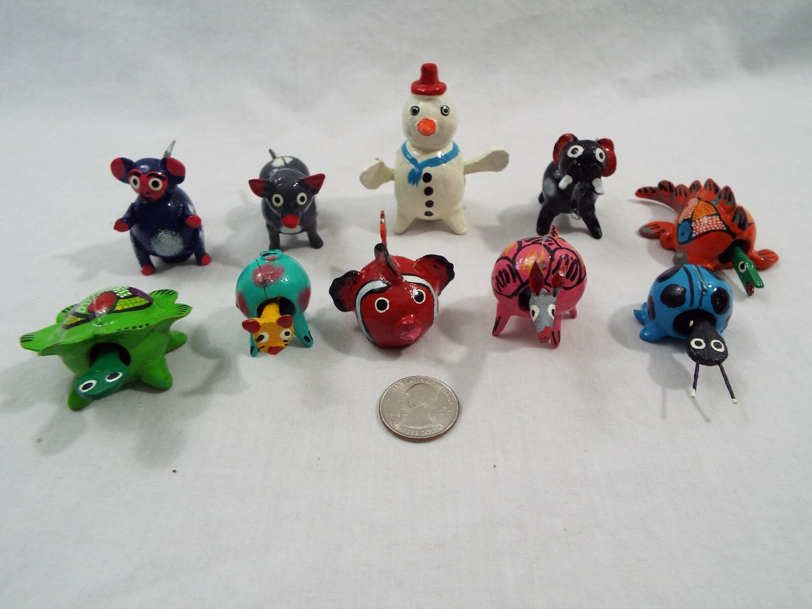 Lot of 10 Assorted Bobble Head Various Animals Dog Cat Monkey Elephant Bug Fish