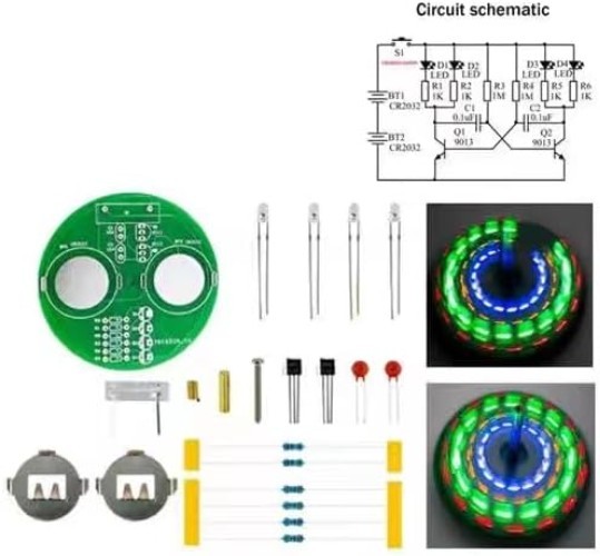 Beginner-Friendly Electronics Kit: LED Rotating Gyroscope Soldering Project