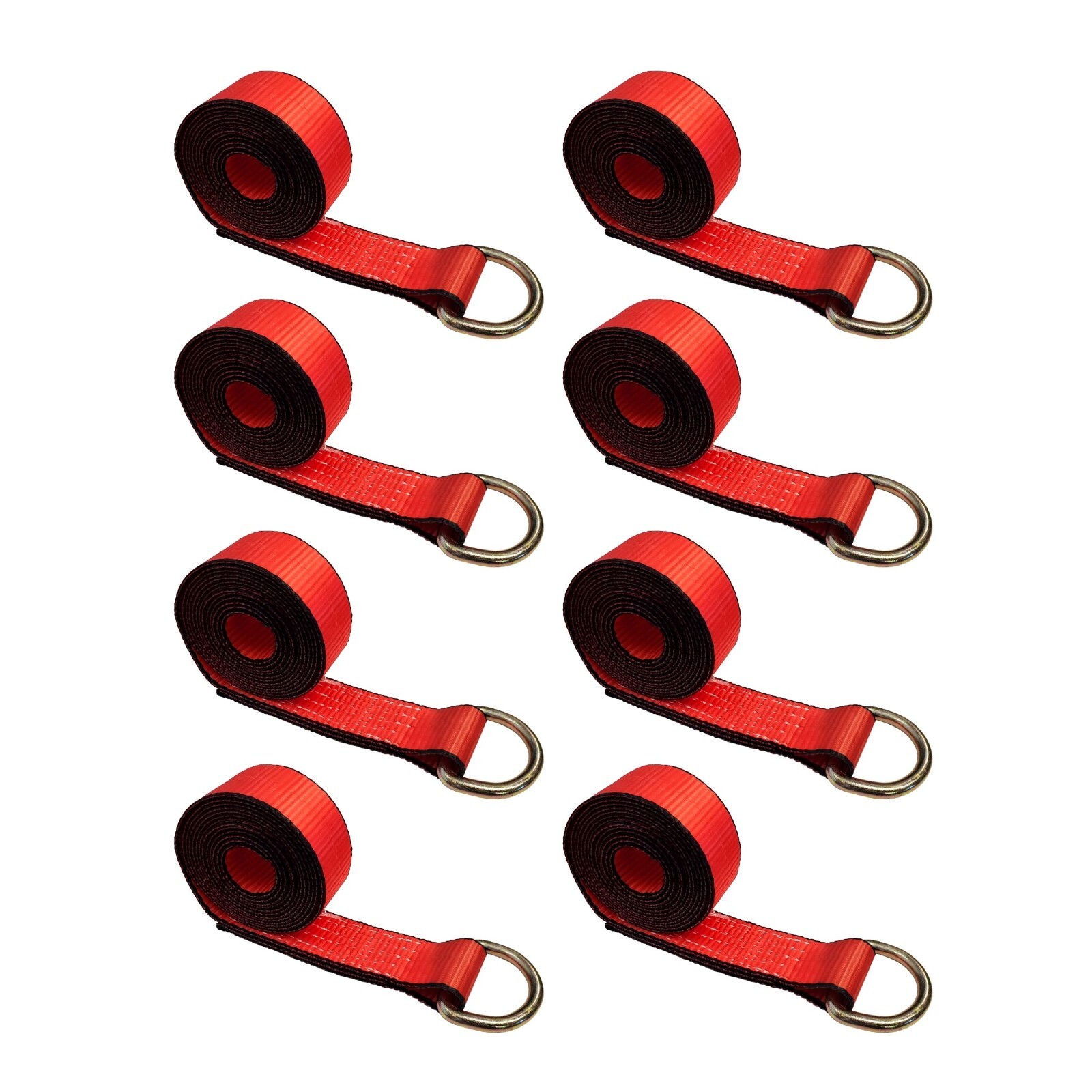 8 Pack 2" x 10' Lasso Strap w/ D Ring Auto Tie Down for Tow Truck Wheel Lift