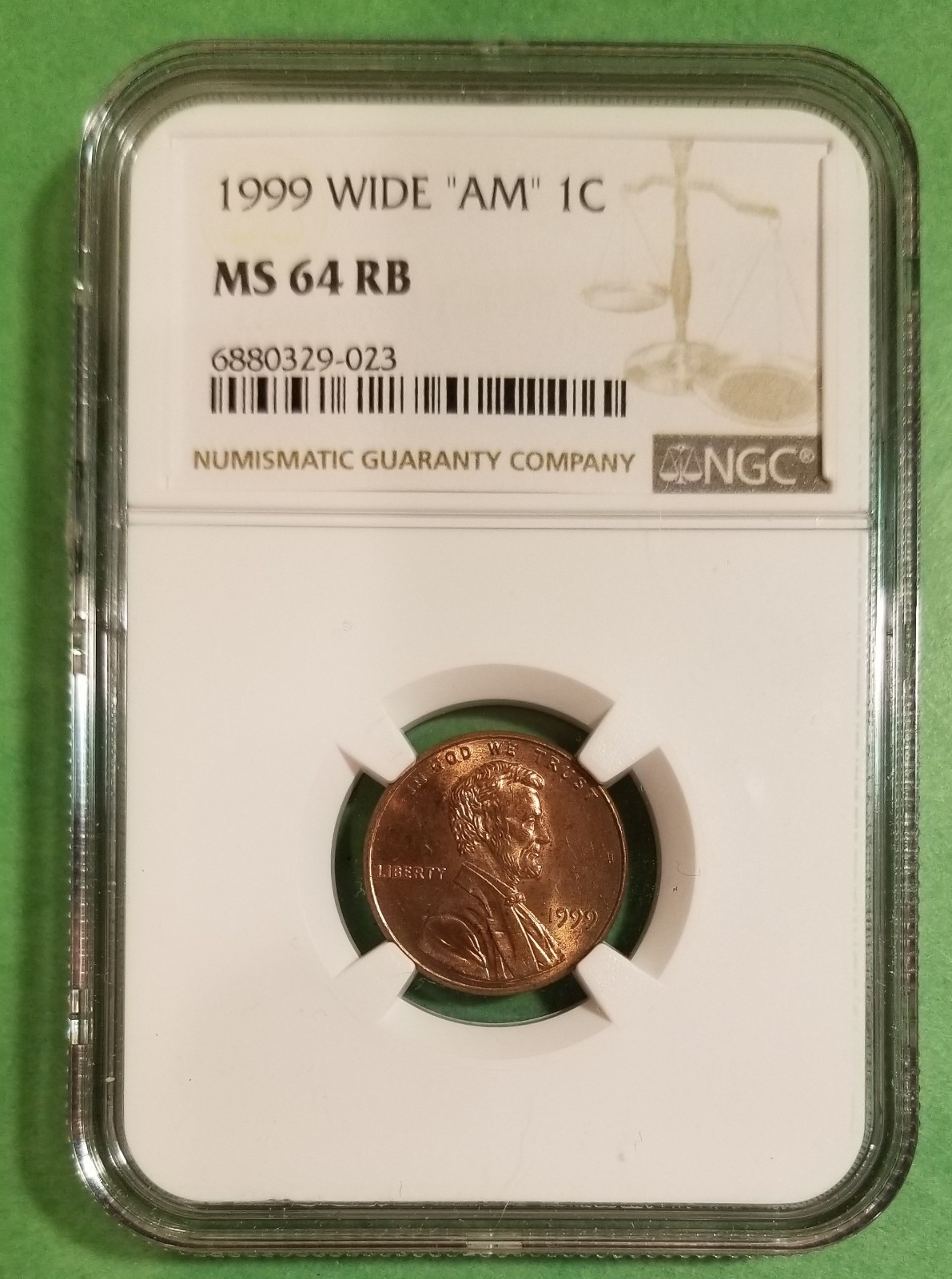 1999 (P) 1c WIDE AM Lincoln Cent---A 100 Greatest US Modern Coin (#43)