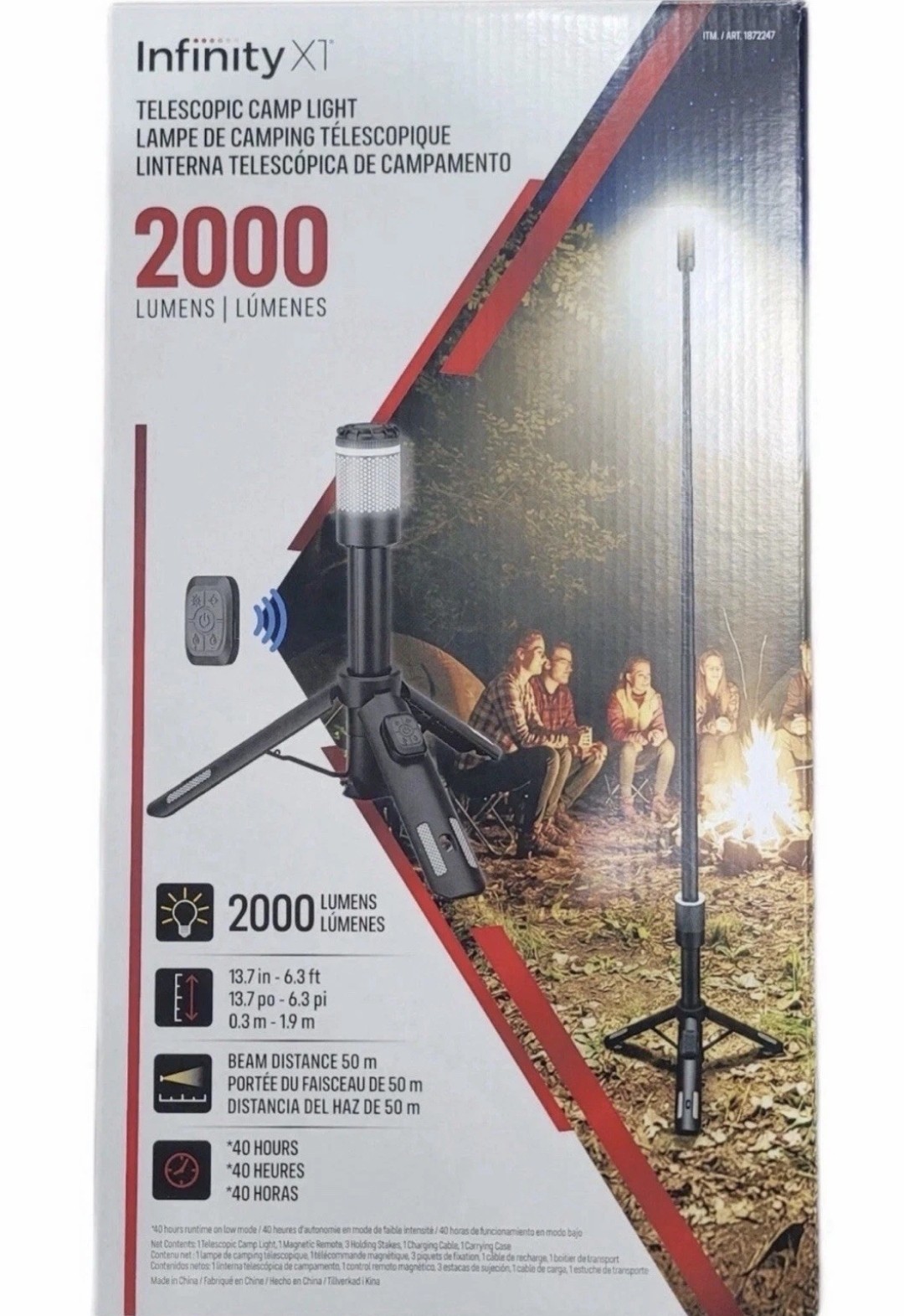 NEW Infinity X1 LED Camping Light 2000 Lumens 6ft Telescopic Tripod w/ Remote