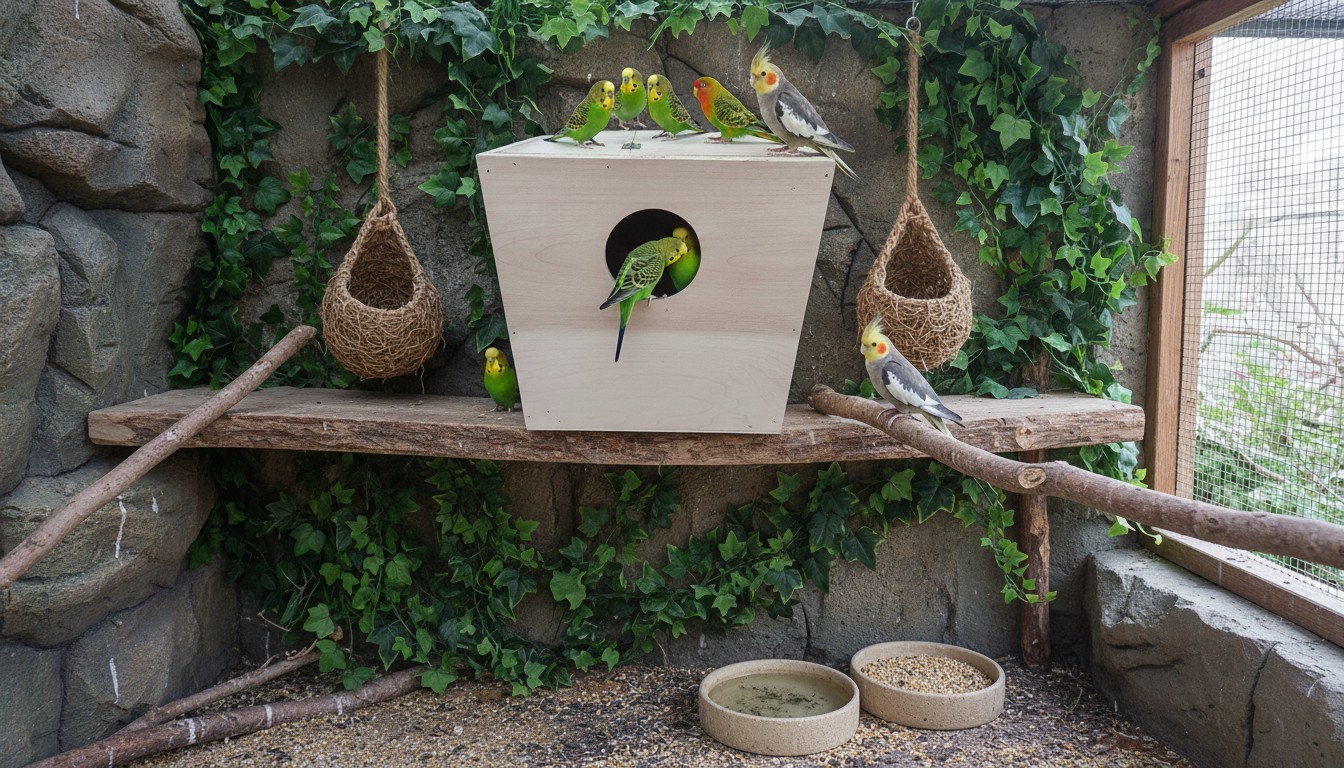 Bird Nest Box( 10"x10"x 8") For Cockatiel, Lovebird, English parakeets