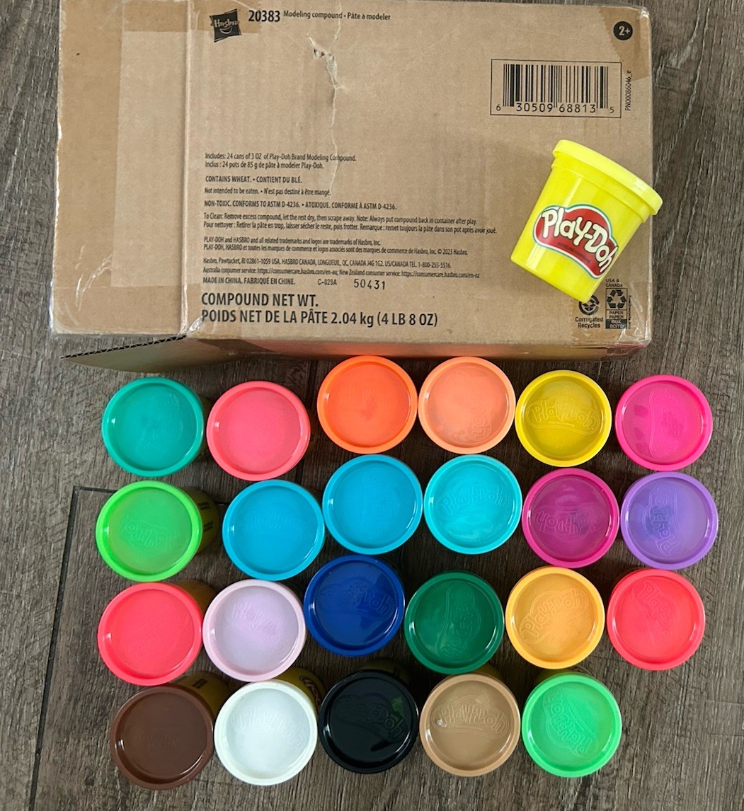 Play-Doh Lot of 24 Assorted Colors of Modeling Compound Tubs Hasbro Play Doh