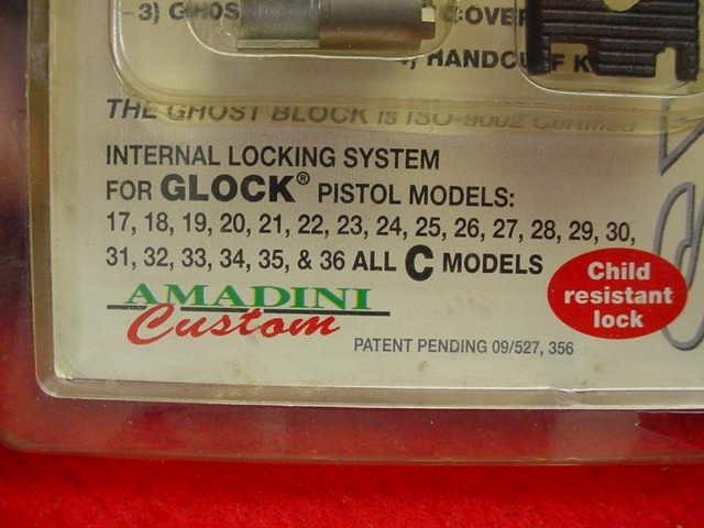 Amadini Custom- Ghost Black- Child Resistant Lock for Glock C models- New