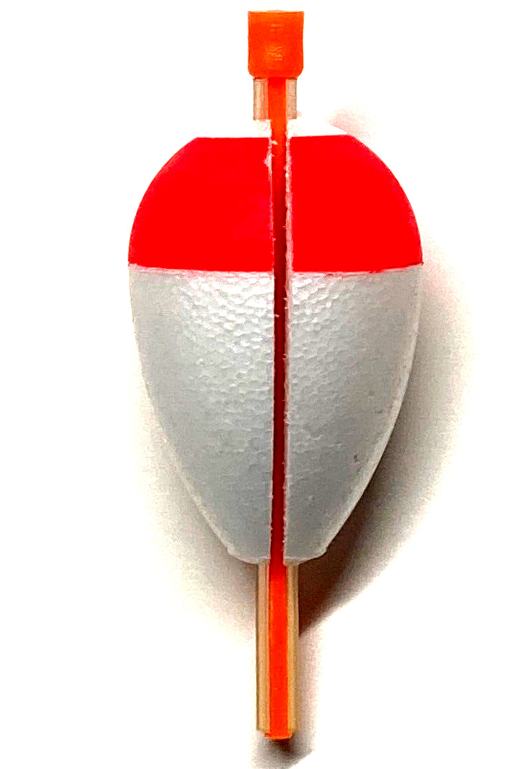 SET OF 6 Red/White 1.25" Foam Pear Slotted Stick Float