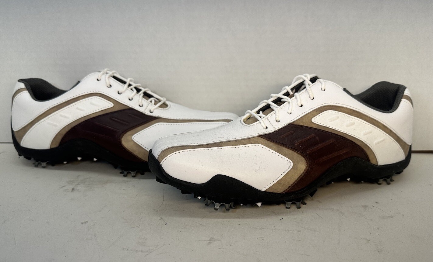 FootJoy Golf Shoes Men's 7.5 M Golf Sneakers Lace Up 58092 Leather White Brown